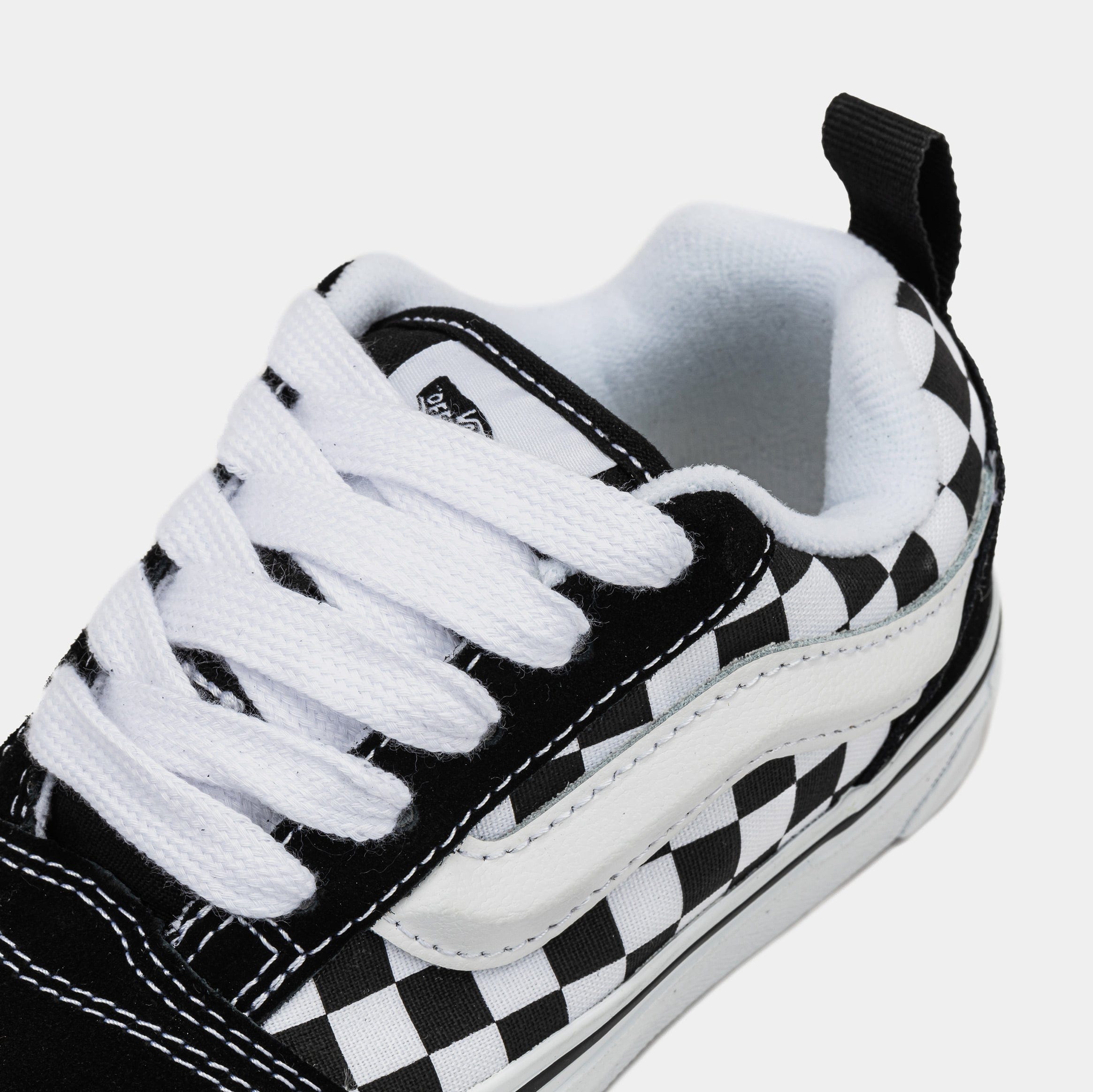 Vans Knu Skool Mega Check Preschool Skate Shoes (Black/White)