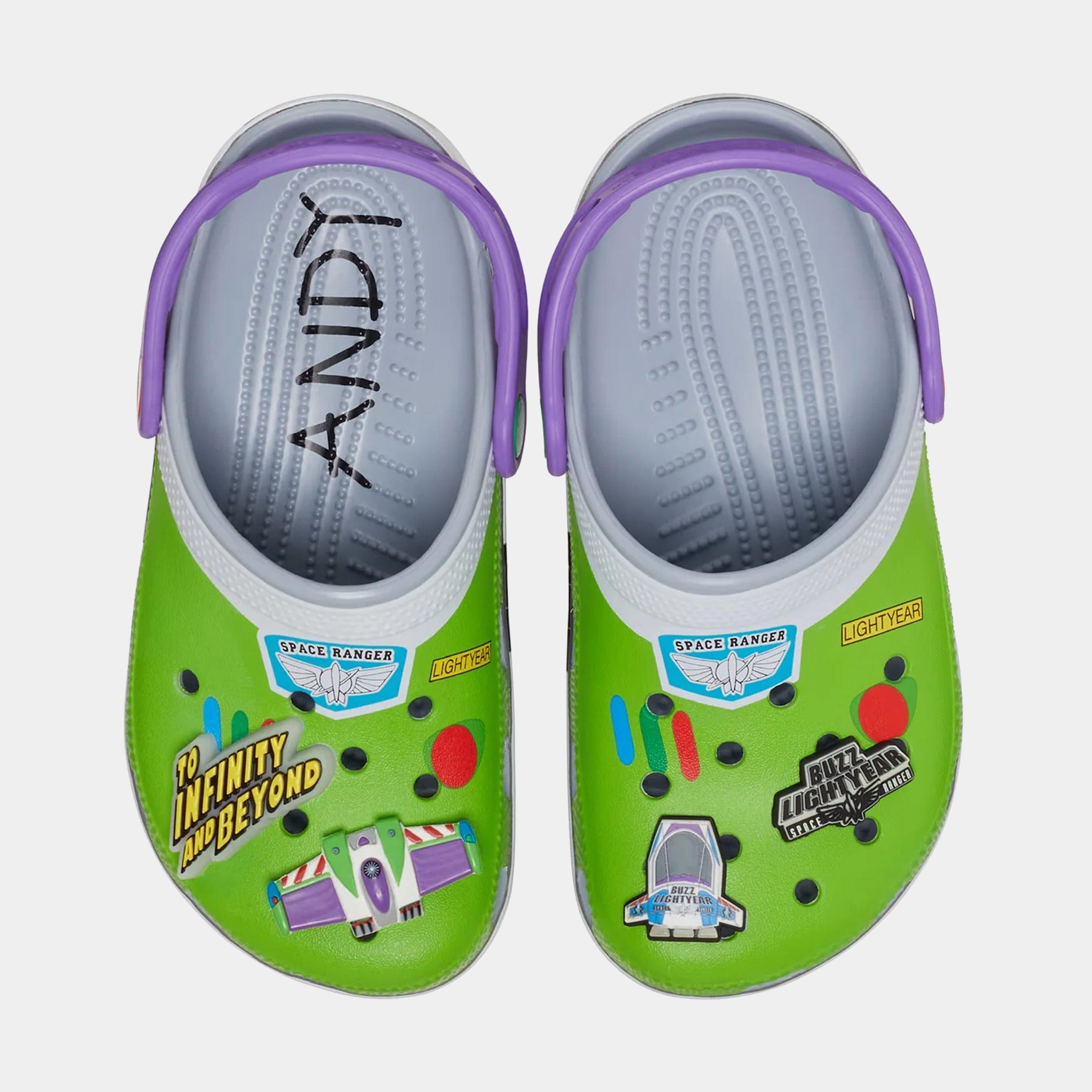CROCS Disney Pixar's Toy Story Buzz Lightyear Classic Clog Preschool/Grade School Sandals (Green/White/Purple)