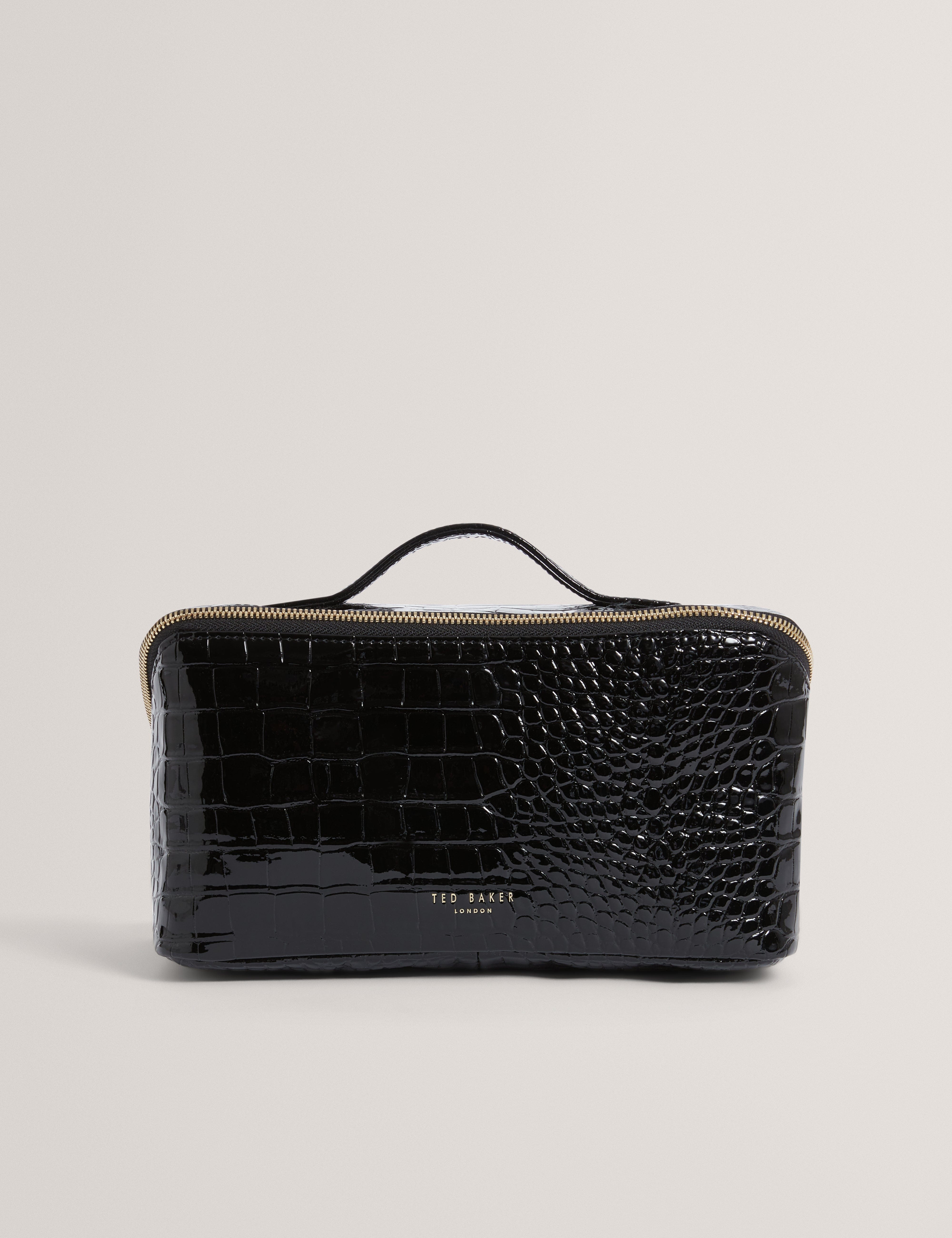 Ted Baker Vieda Croc Effect Small Makeup Bag Black