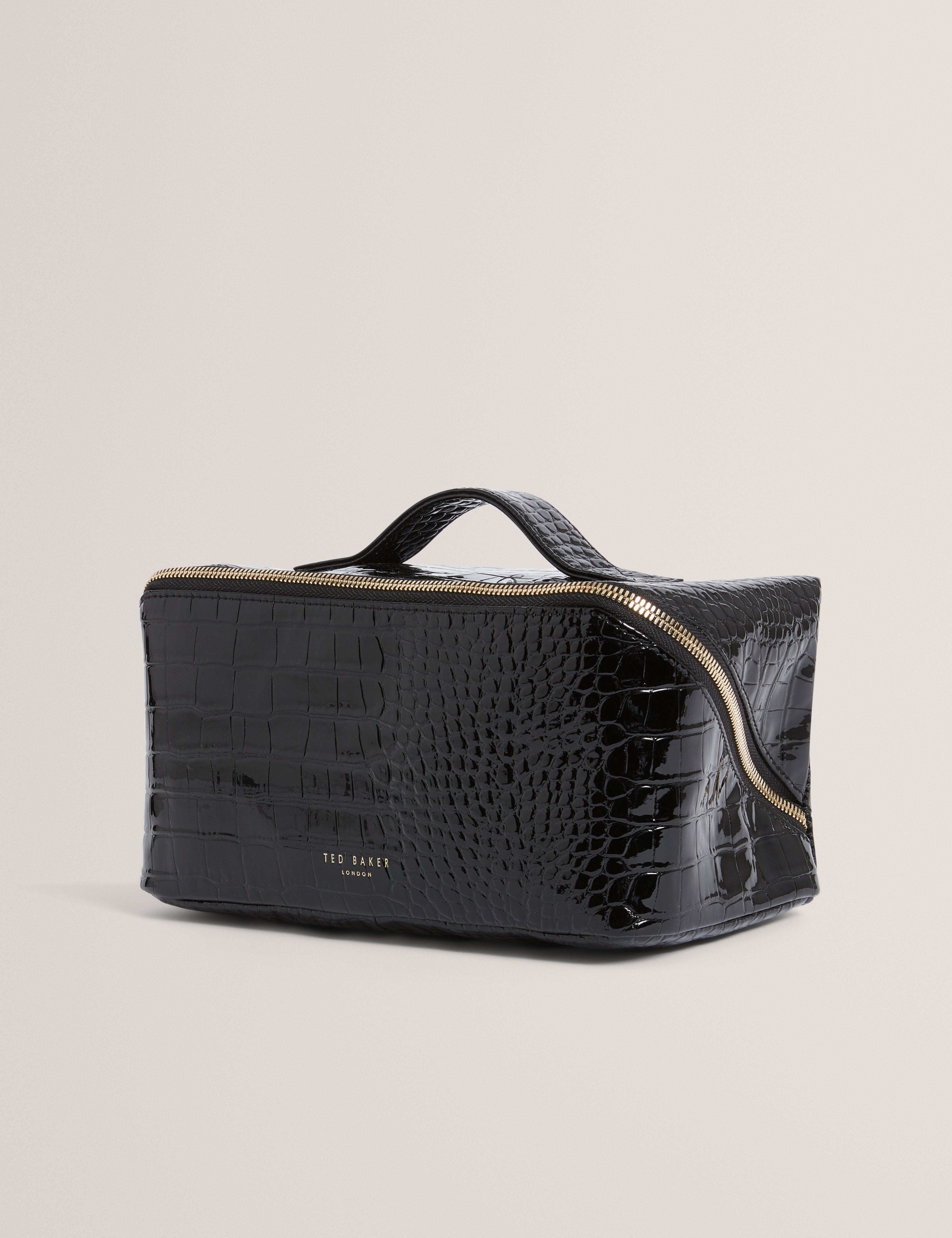 Ted Baker Vieda Croc Effect Small Makeup Bag Black