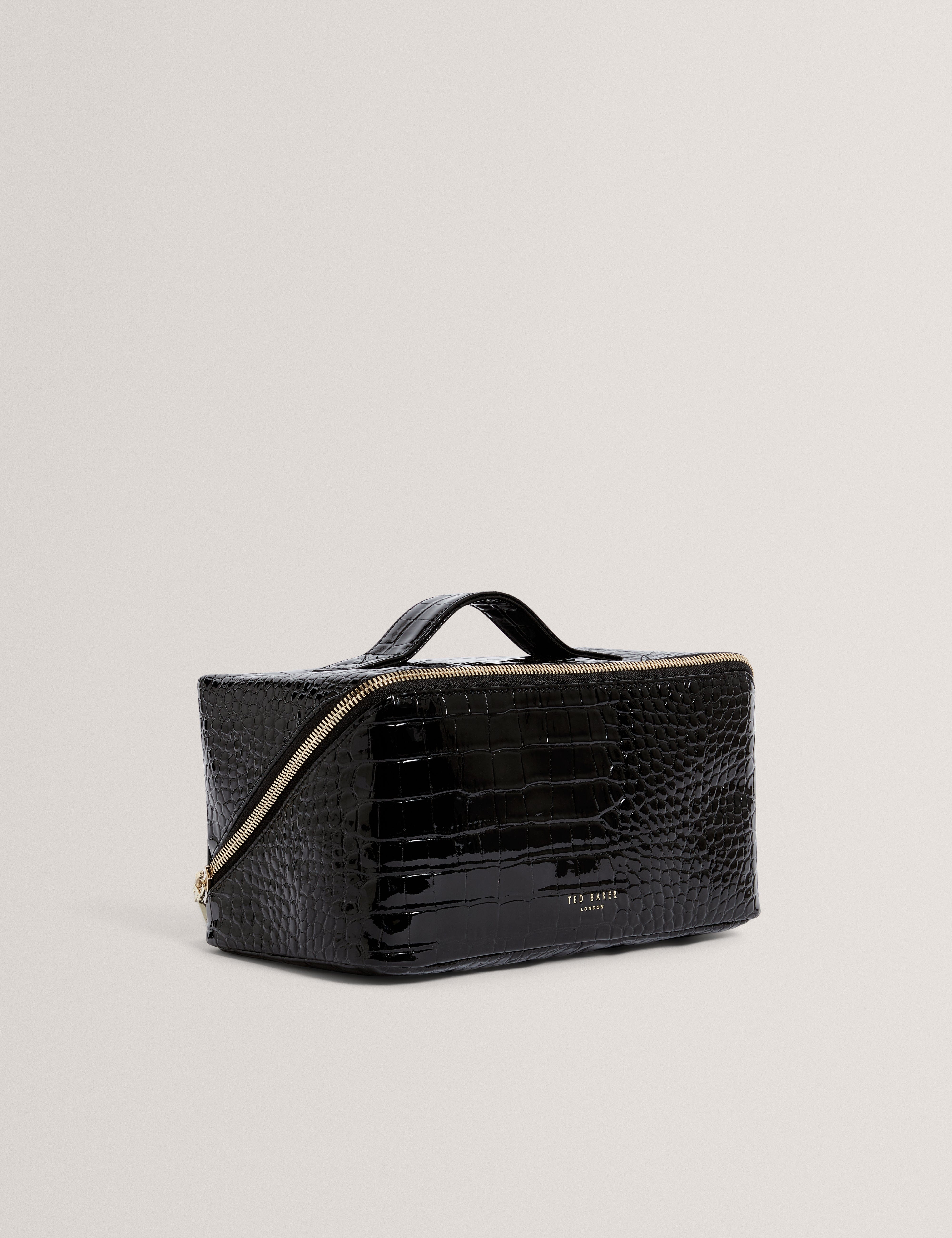 Ted Baker Vieda Croc Effect Small Makeup Bag Black