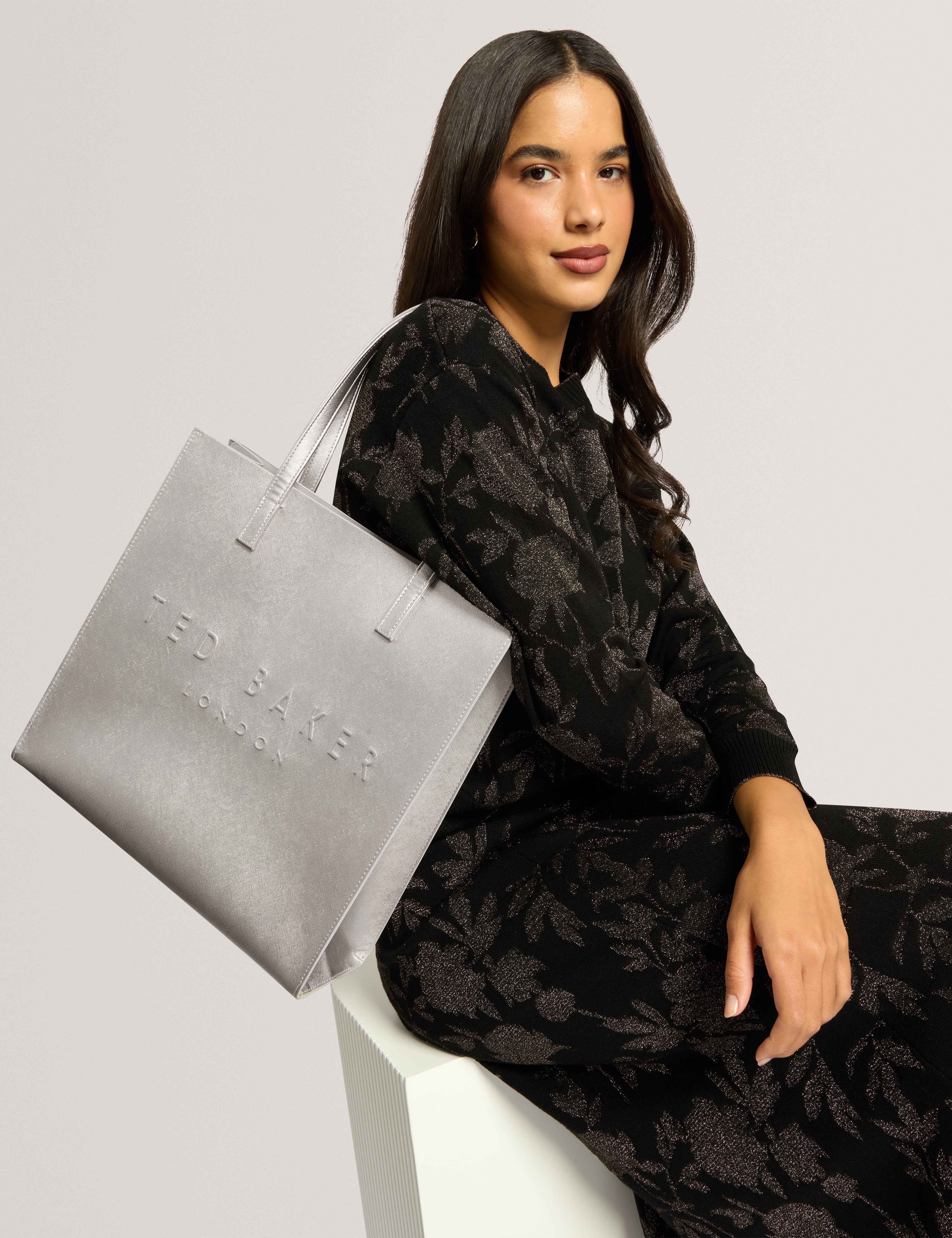 Ted Baker Soocon Crosshatch Large Icon Bag Silver