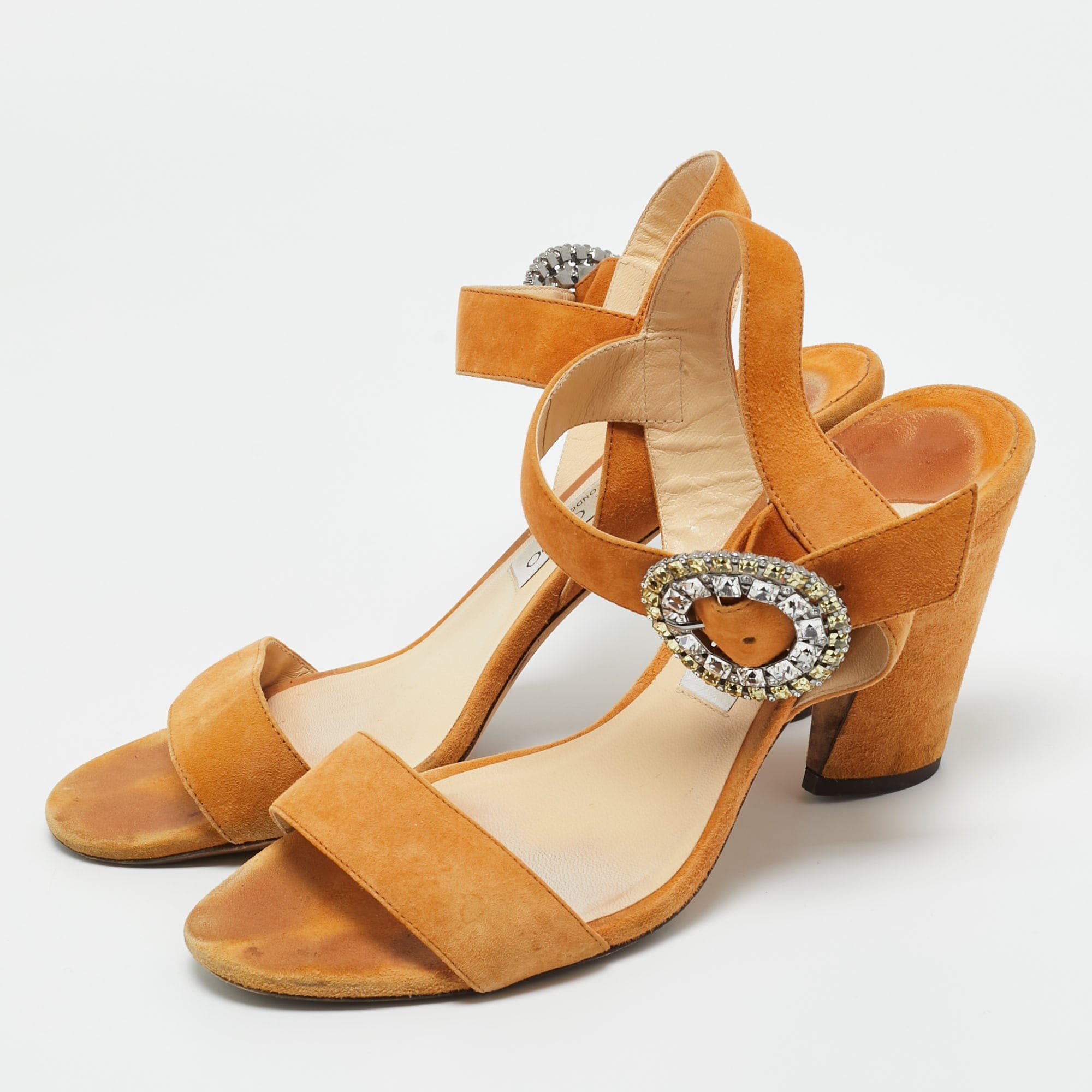 Jimmy Choo Black Suede Crystal Embellished Mischa Sandals