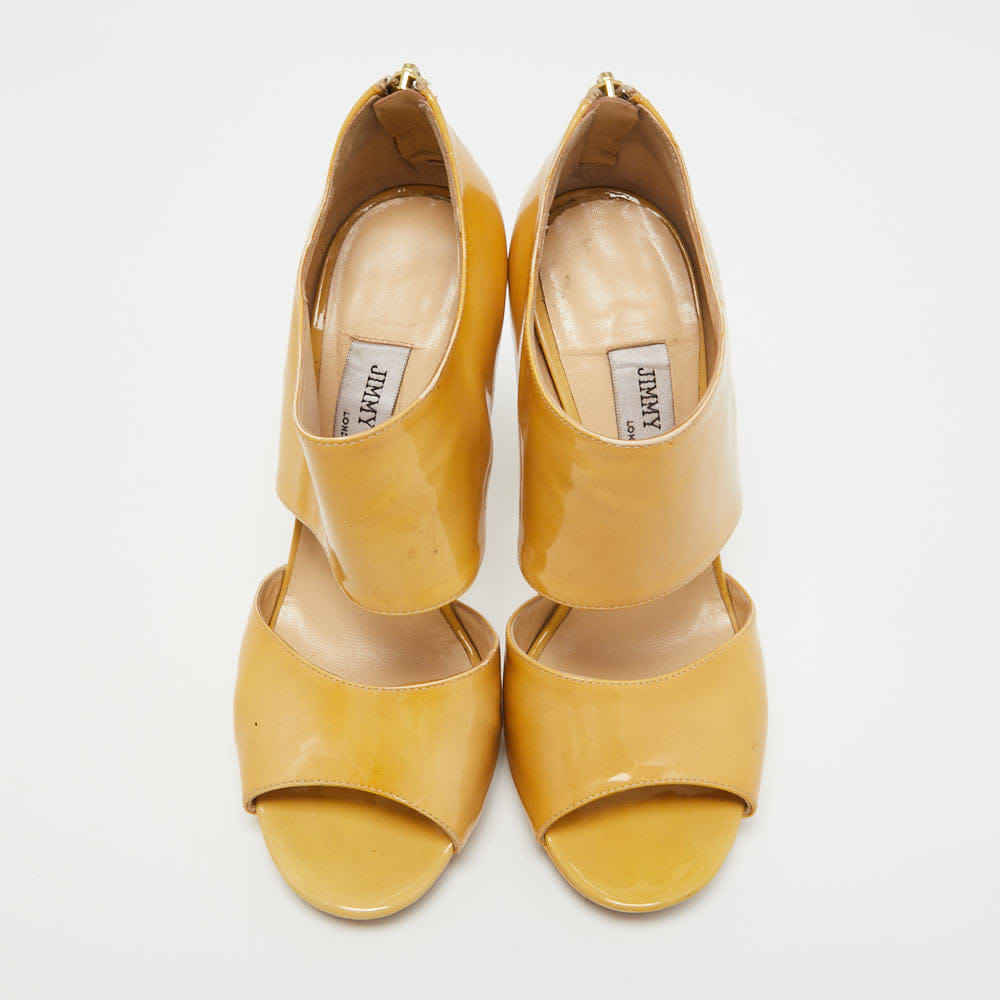 Jimmy Choo Beige Patent Leather ‘private’ Sandals