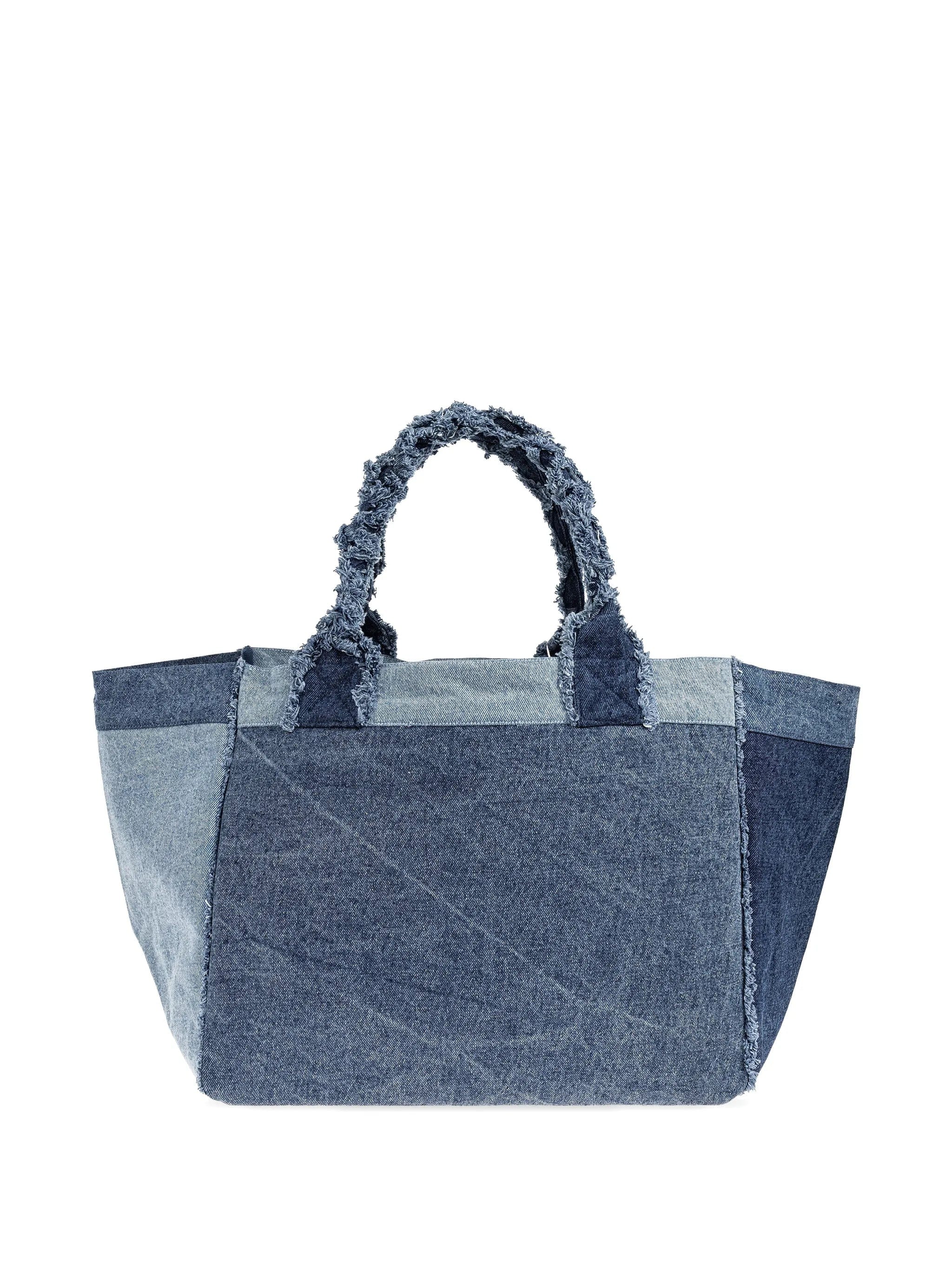 GANNI patchwork frayed - edge tote bag