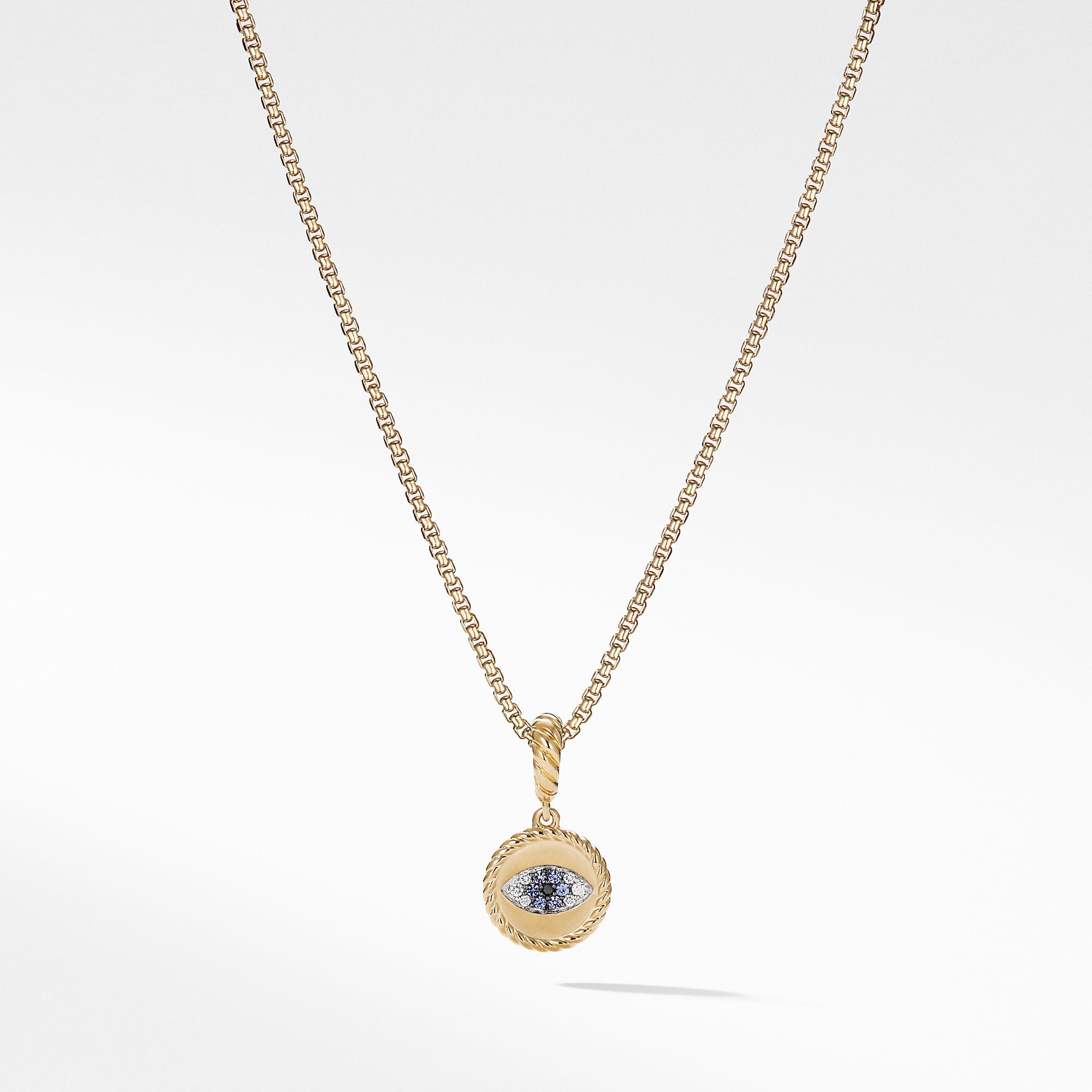 David Yurman Evil Eye Amulet with Diamonds and Blue Sapphires in 18k Gold - D13400D88ABSBDDI
