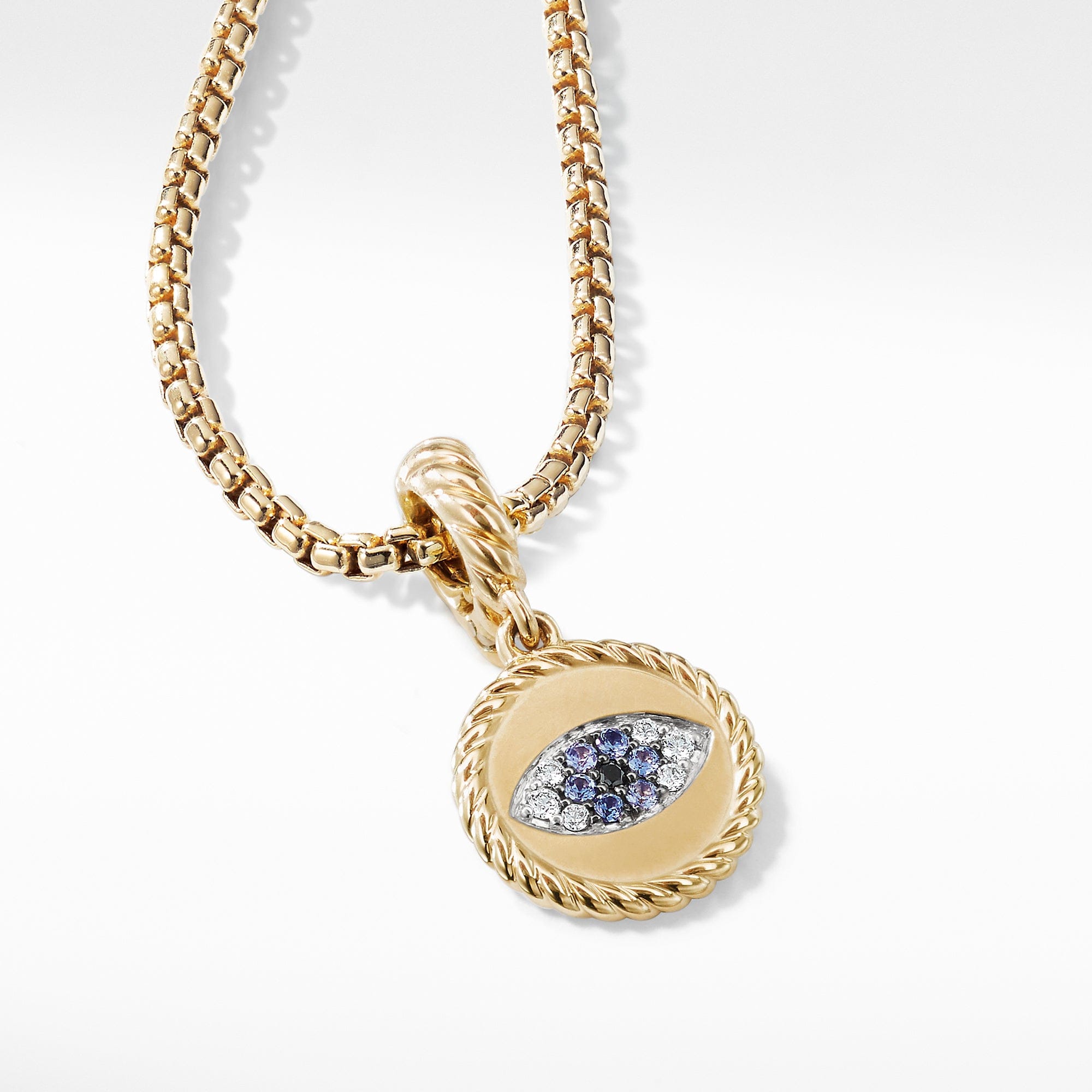 David Yurman Evil Eye Amulet with Diamonds and Blue Sapphires in 18k Gold - D13400D88ABSBDDI