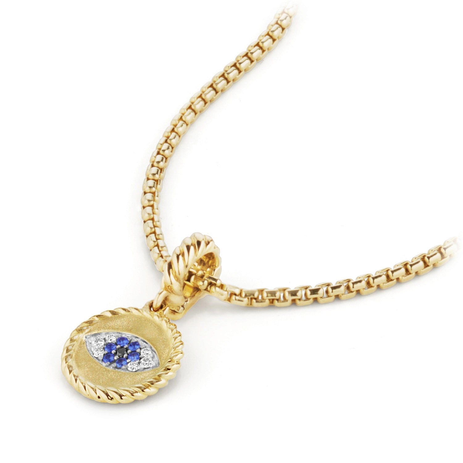 David Yurman Evil Eye Amulet with Diamonds and Blue Sapphires in 18k Gold - D13400D88ABSBDDI