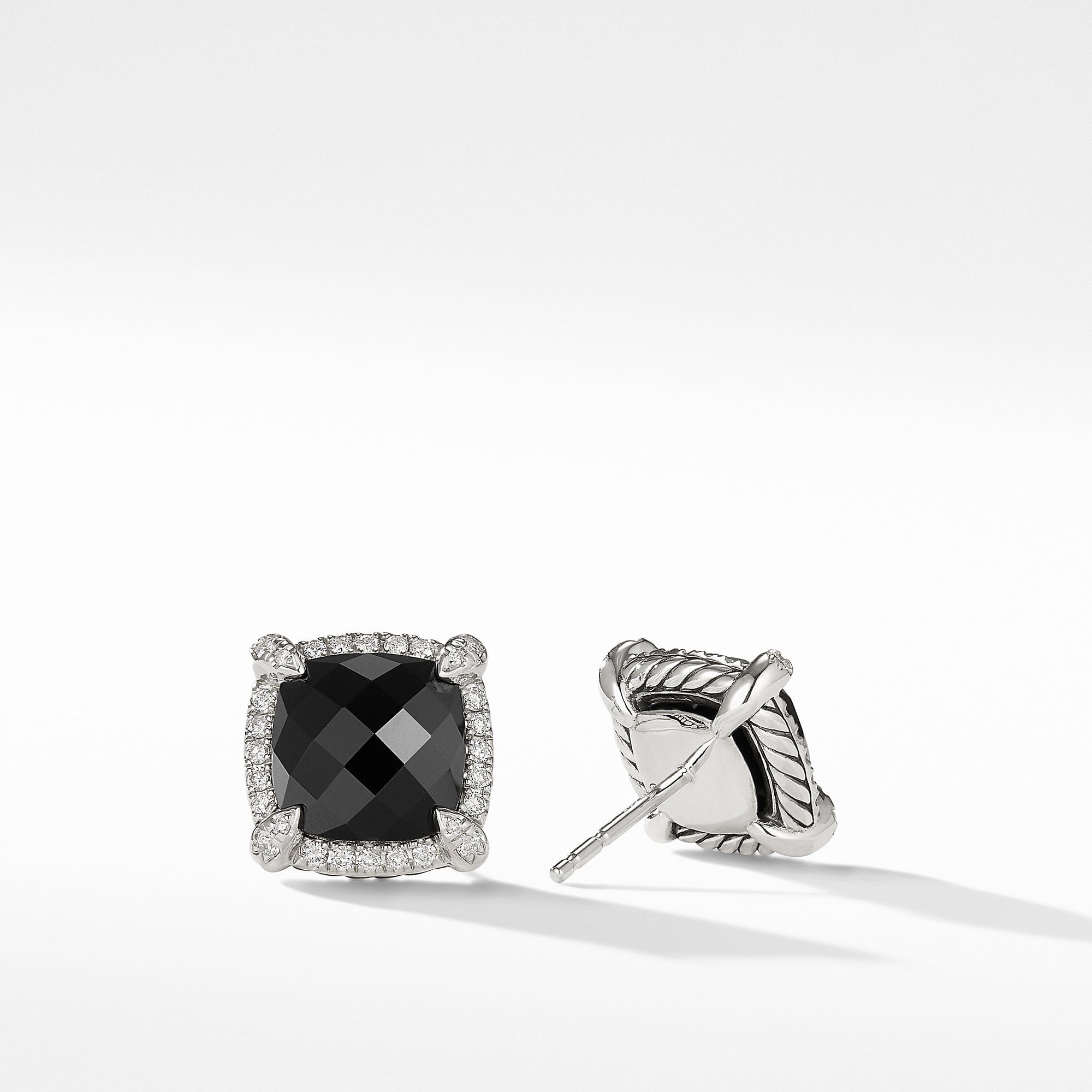 David Yurman Chatelaine Pave Bezel Stud Earring with Black Onyx and Diamonds, 9 mm - E12747DSSABODI