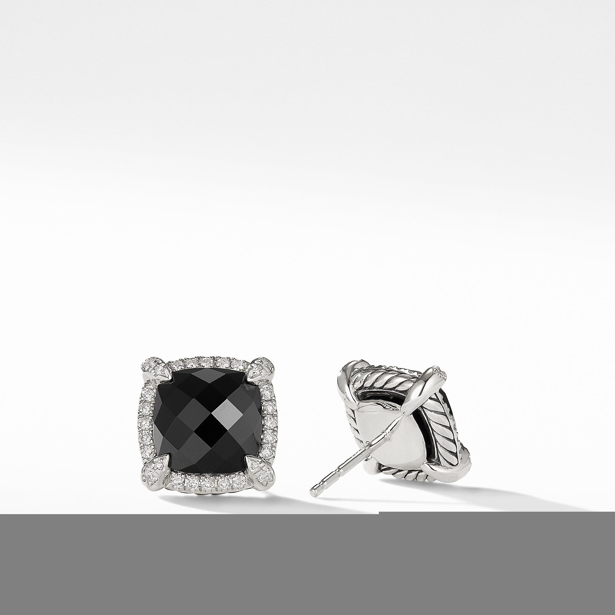 David Yurman Chatelaine Pave Bezel Stud Earring with Black Onyx and Diamonds, 9 mm - E12747DSSABODI