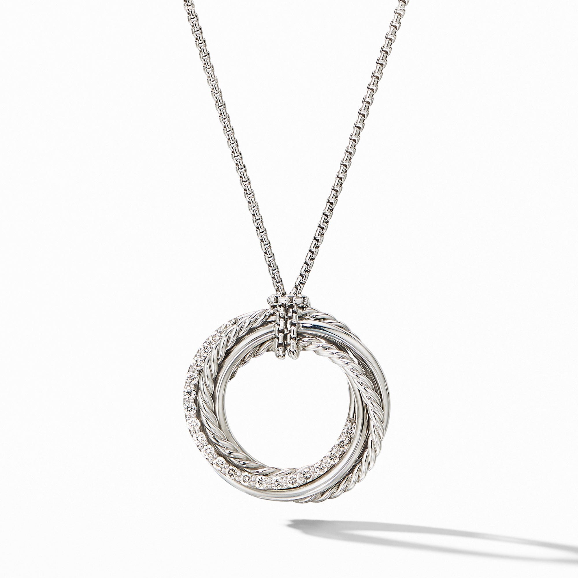 David Yurman Crossover Pendant Necklace with Diamonds - N14520DSSADI18