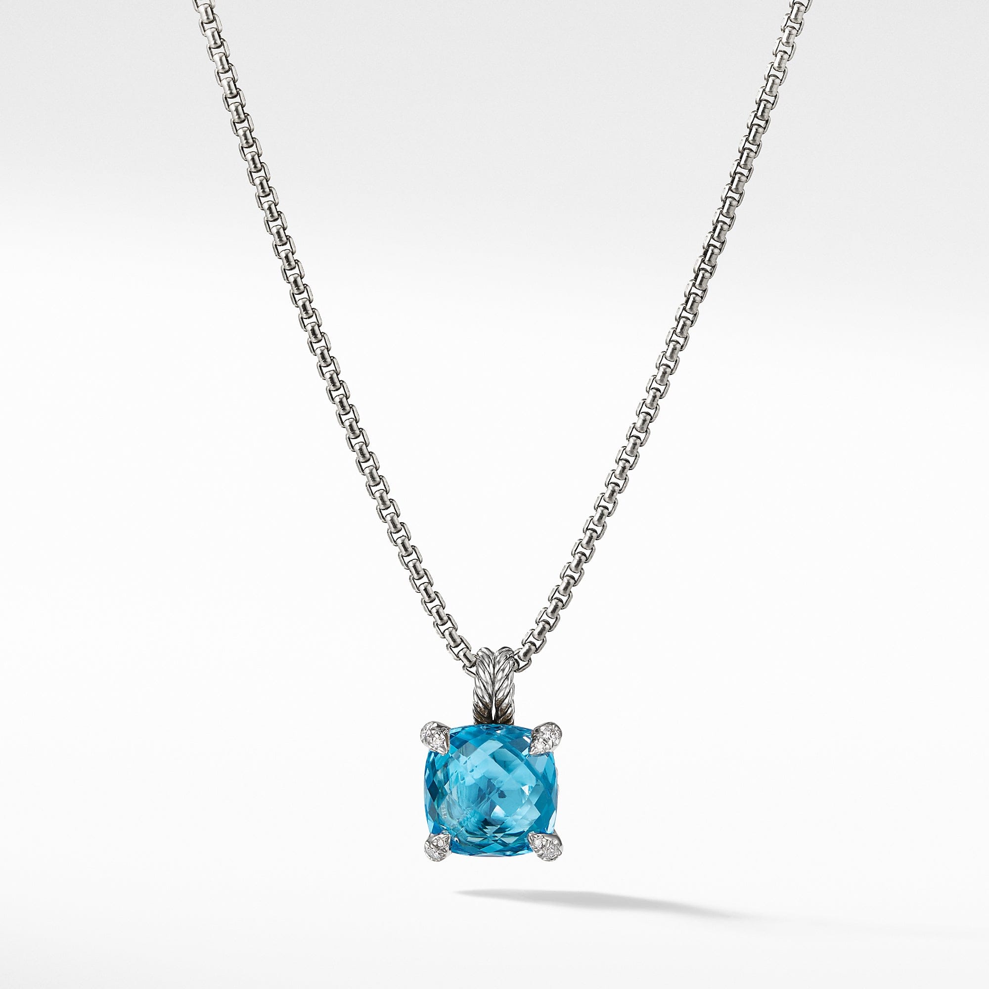 David Yurman Chatelaine Pendant Necklace with Blue Topaz & Pave Diamonds - N12643DSSABTDI18