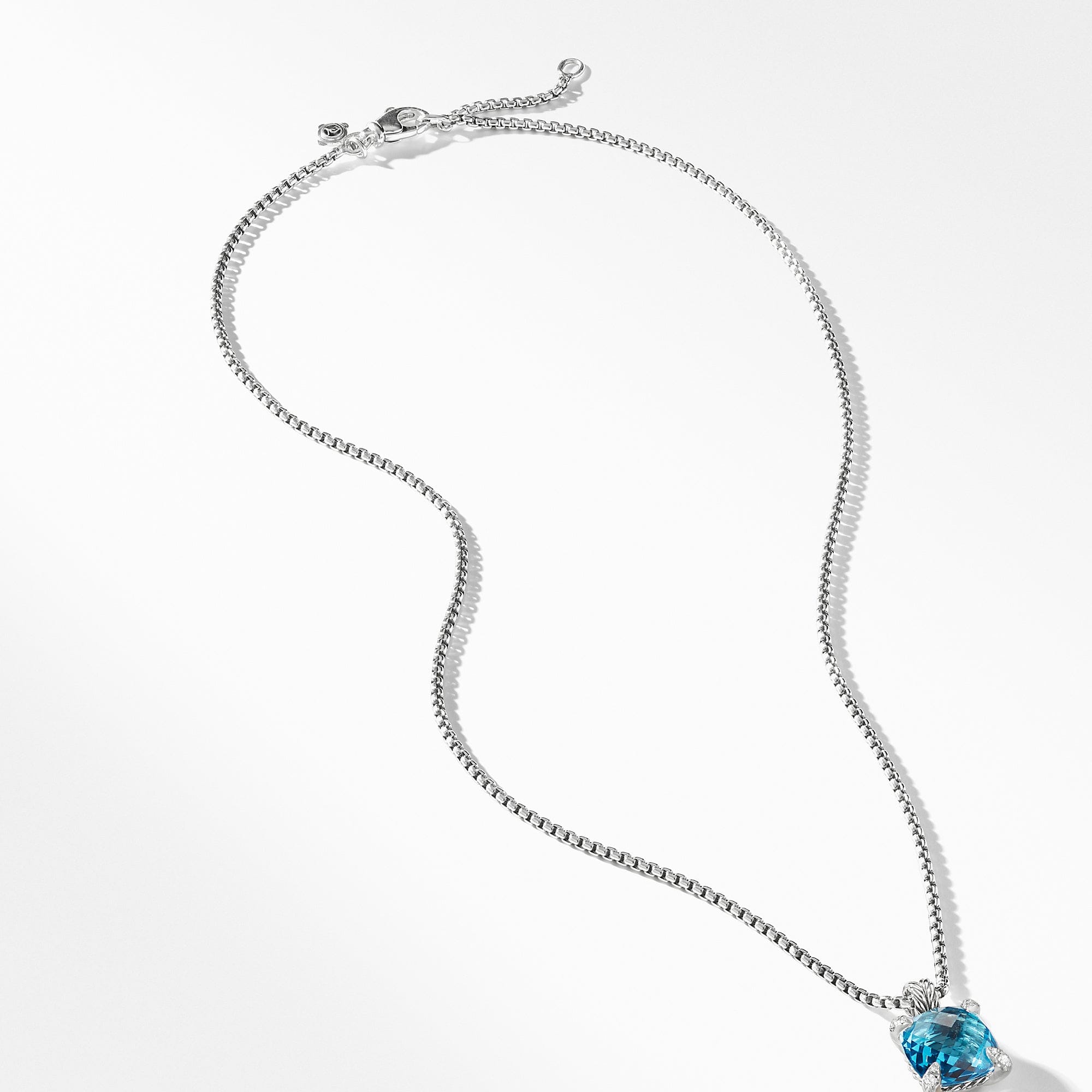 David Yurman Chatelaine Pendant Necklace with Blue Topaz & Pave Diamonds - N12643DSSABTDI18