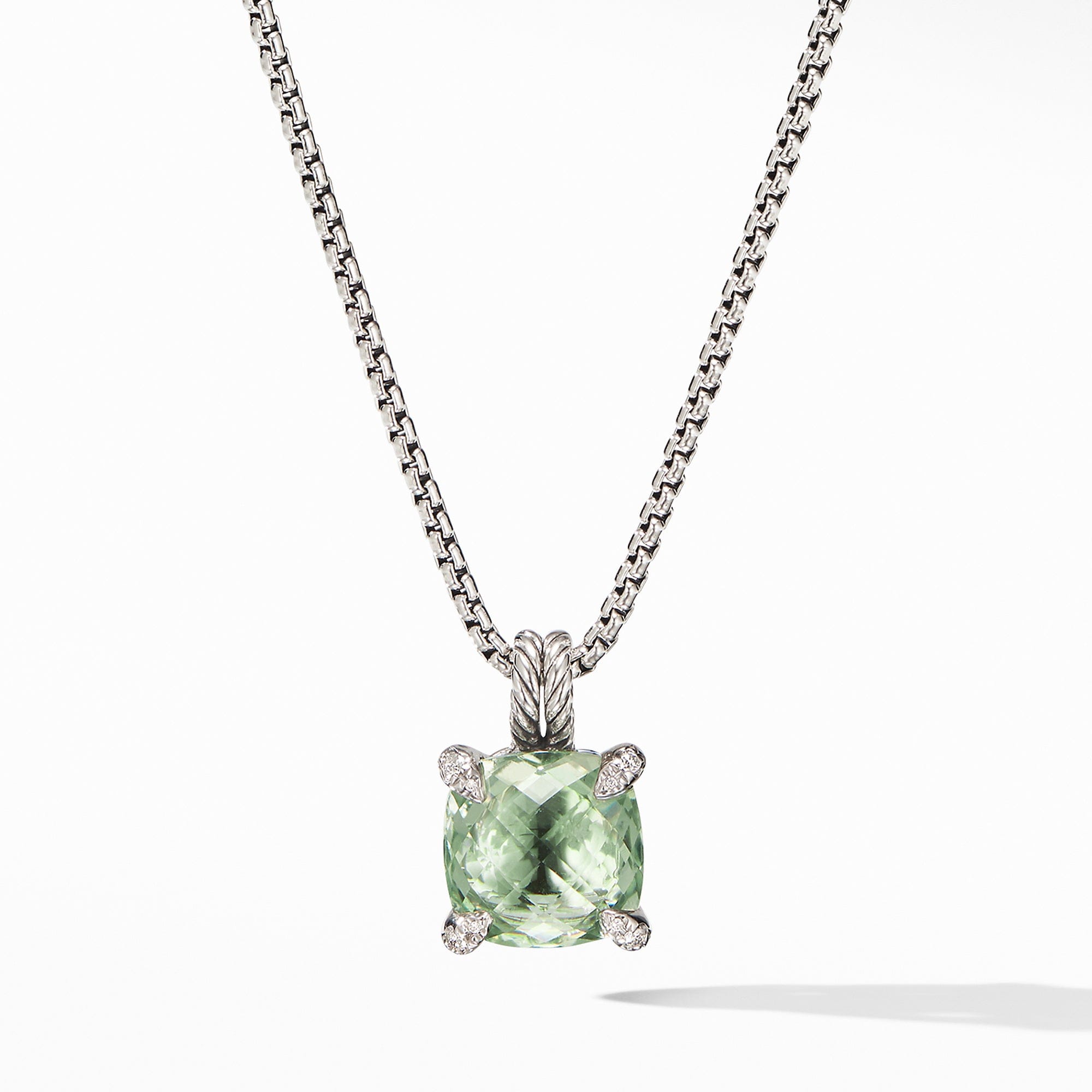 David Yurman Chatelaine Pendant Necklace with Prasiolte & Pave Diamonds - N12643DSSAPLDI18 -
