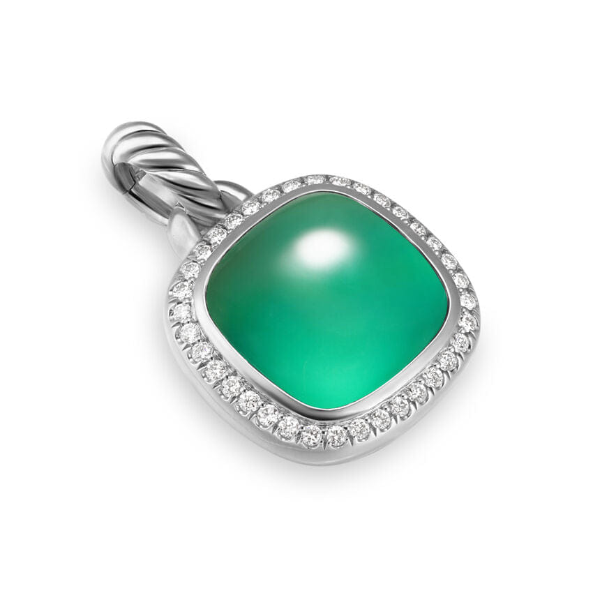 David Yurman Albion Pendant in Sterling Silver with Lagoon Orchid and Diamonds, 11 mm