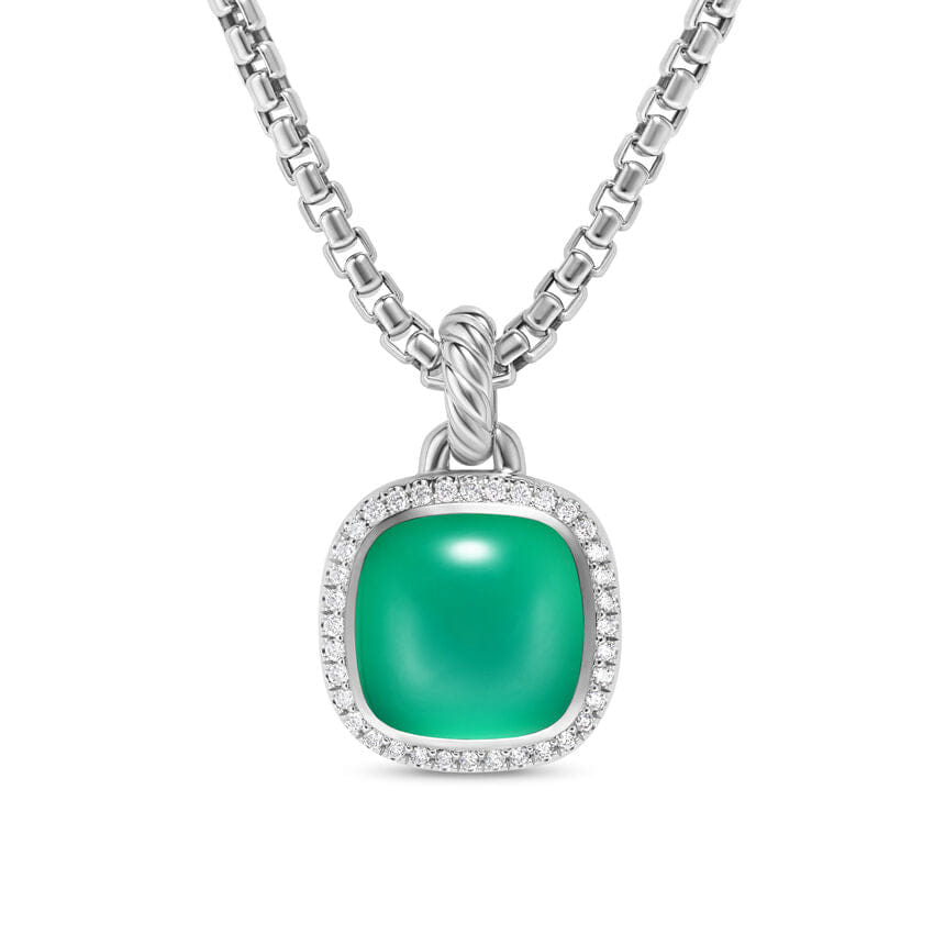 David Yurman Albion Pendant in Sterling Silver with Lagoon Orchid and Diamonds, 11 mm