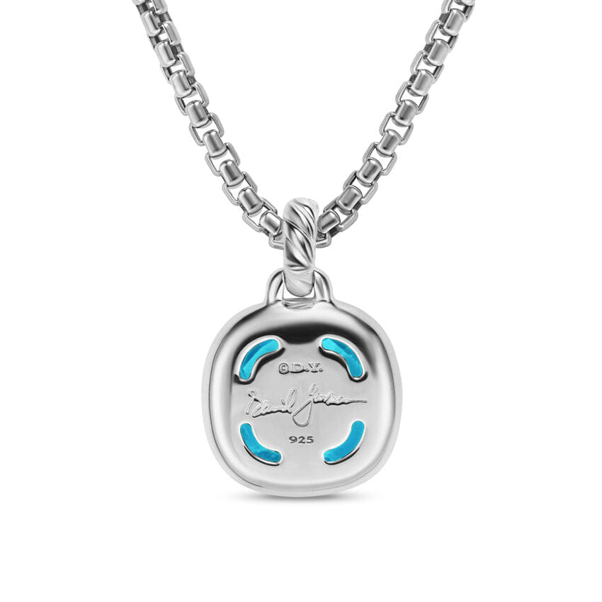 David Yurman Albion Pendant in Sterling Silver with Blue Topaz and Diamonds, 11 mm
