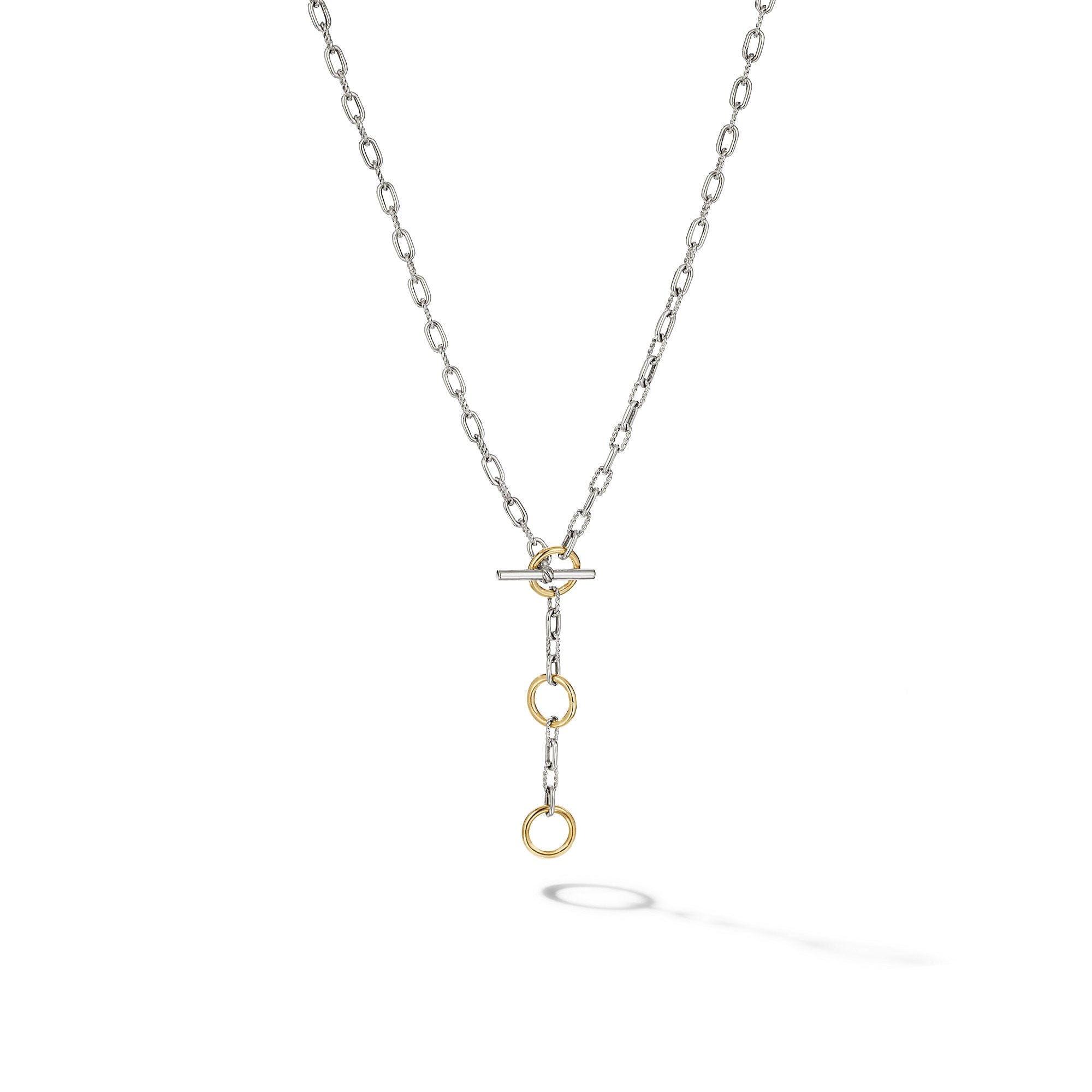 David Yurman DY Madison® Three Ring Chain Necklace with 18K Yellow Gold