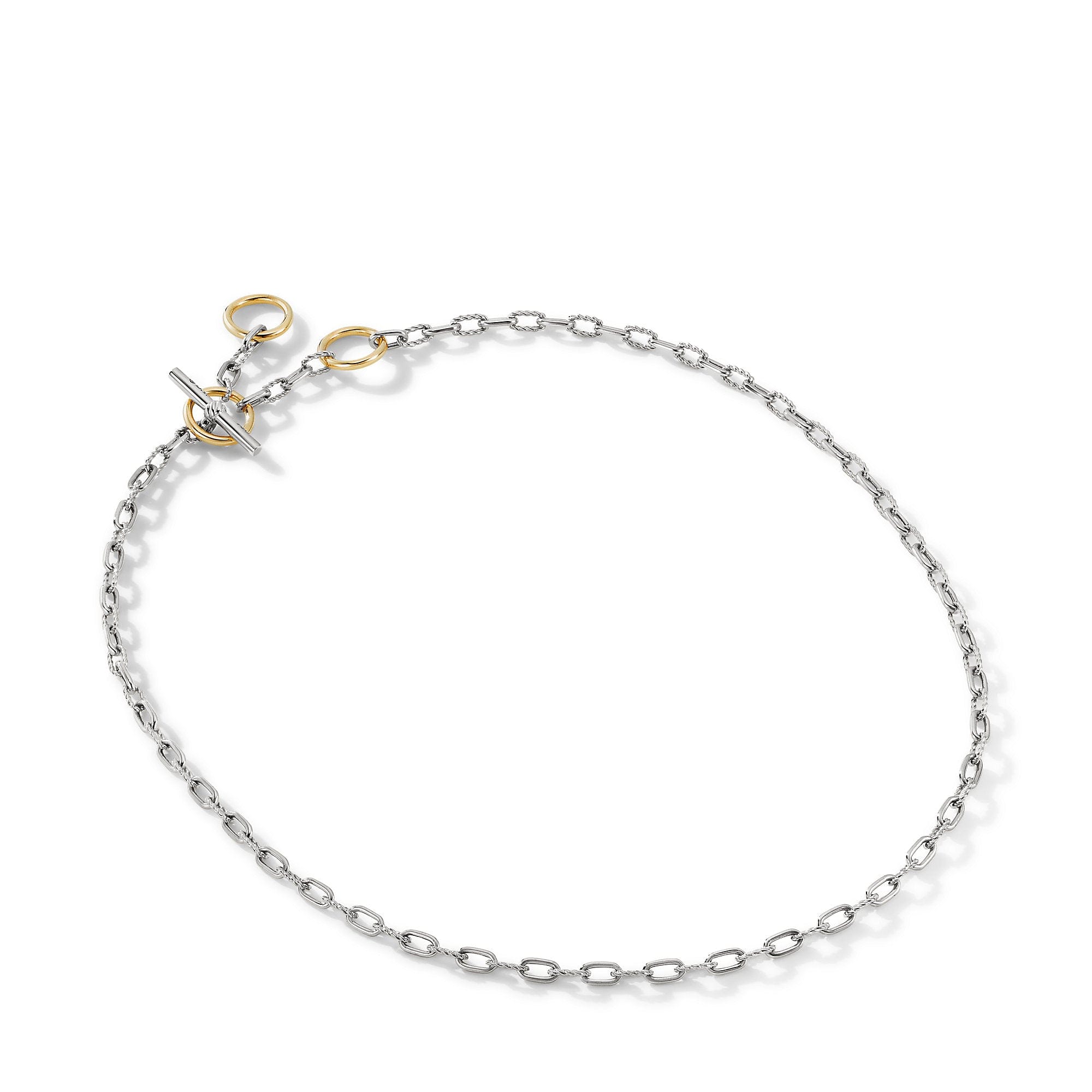 David Yurman DY Madison® Three Ring Chain Necklace with 18K Yellow Gold