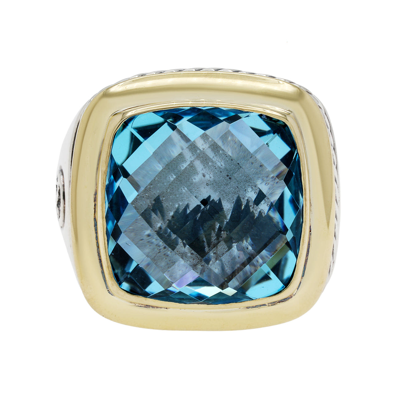David Yurman Sterling Silver 18K Yellow Gold Topaz Albion Ring