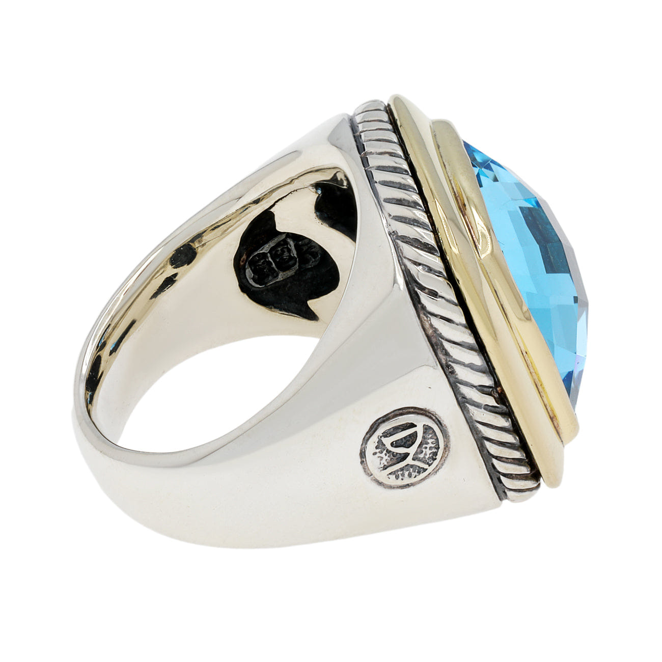 David Yurman Sterling Silver 18K Yellow Gold Topaz Albion Ring