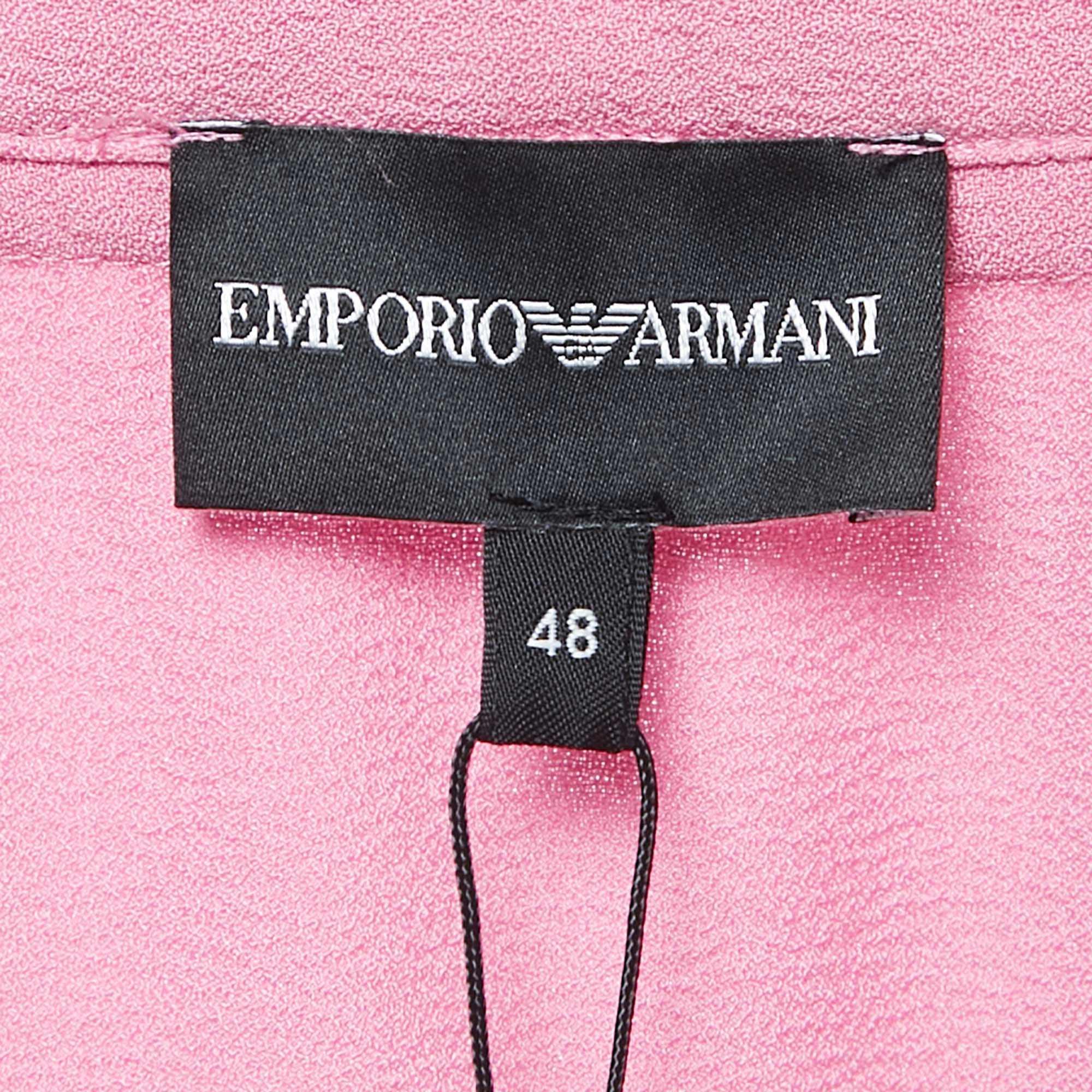 Emporio Armani Pink Stretch Crepe Short Sleeve Top