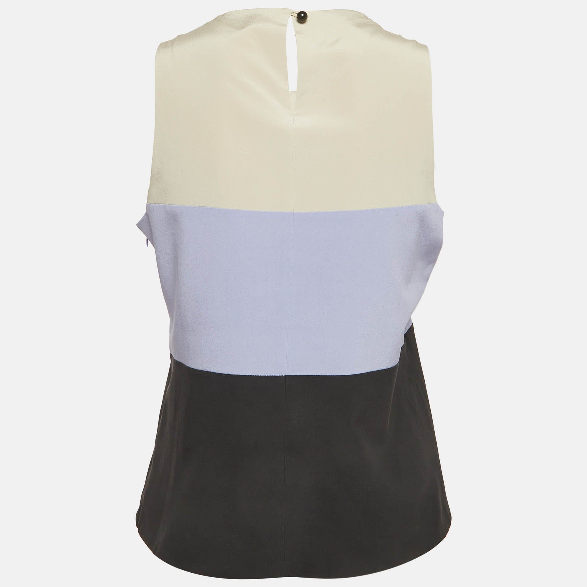 Emporio Armani Multicolour Striped Silk Sleeveless Top