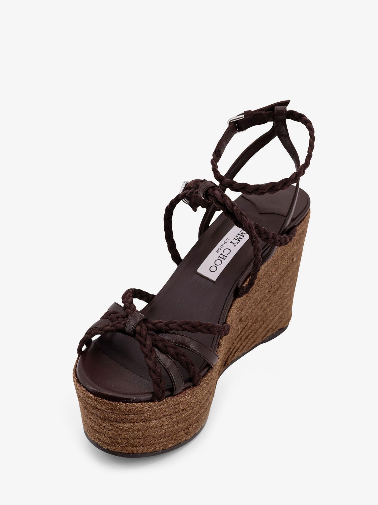 JIMMY CHOO Nyra leather and raffia sandals