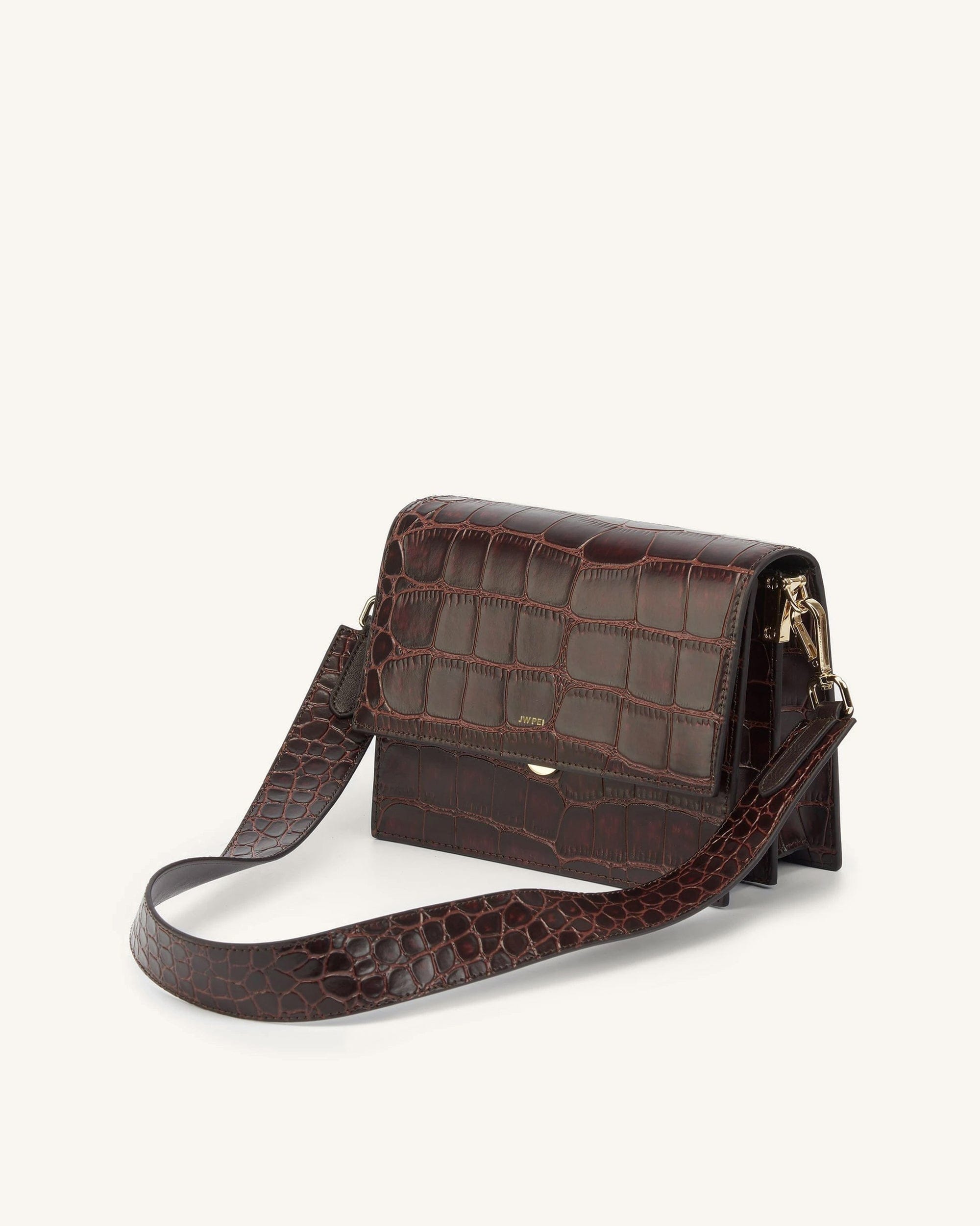 Jw Pei Mini Flap Crossbody Brown Croc