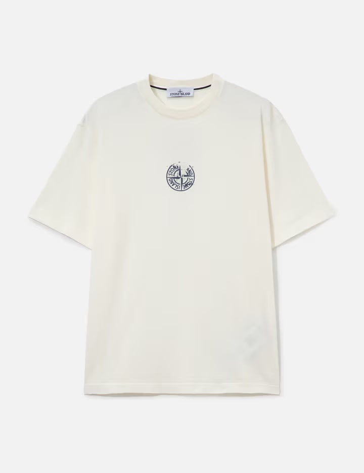 Stone Island Organic Cotton Jersey T - Shirt With Vertical Placement Print