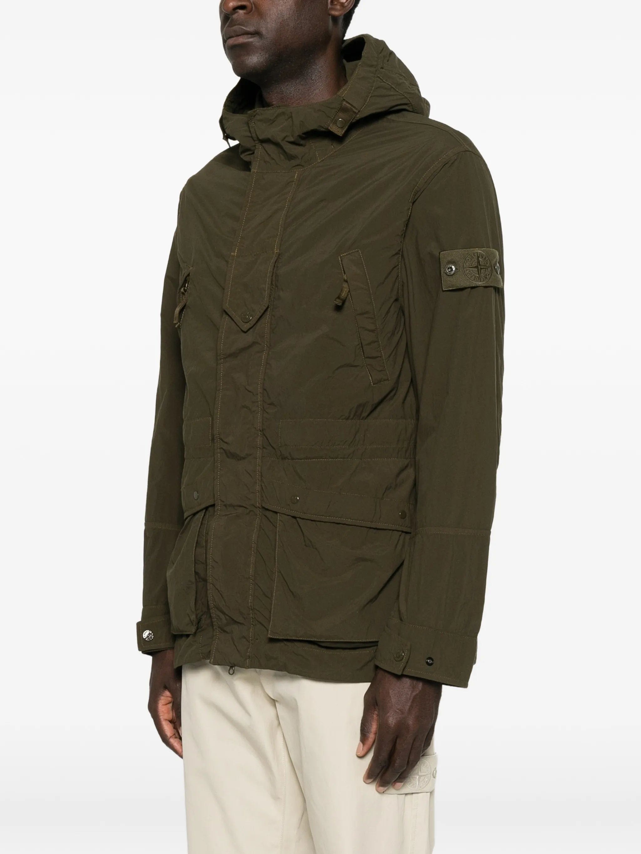 Stone Island hooded logo - patch jacket