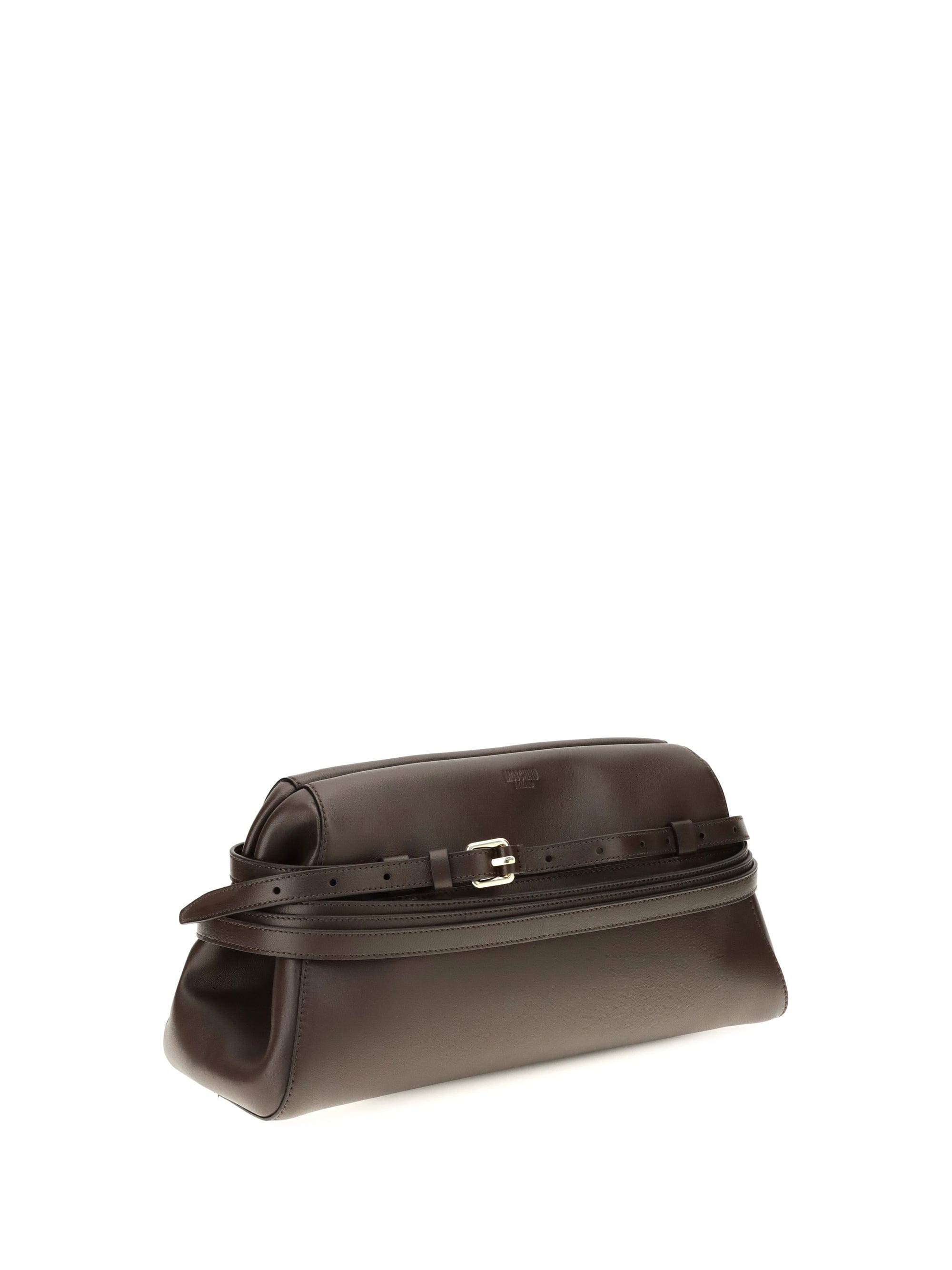Moschino Nappa Leather Shoulder Bag — Brown