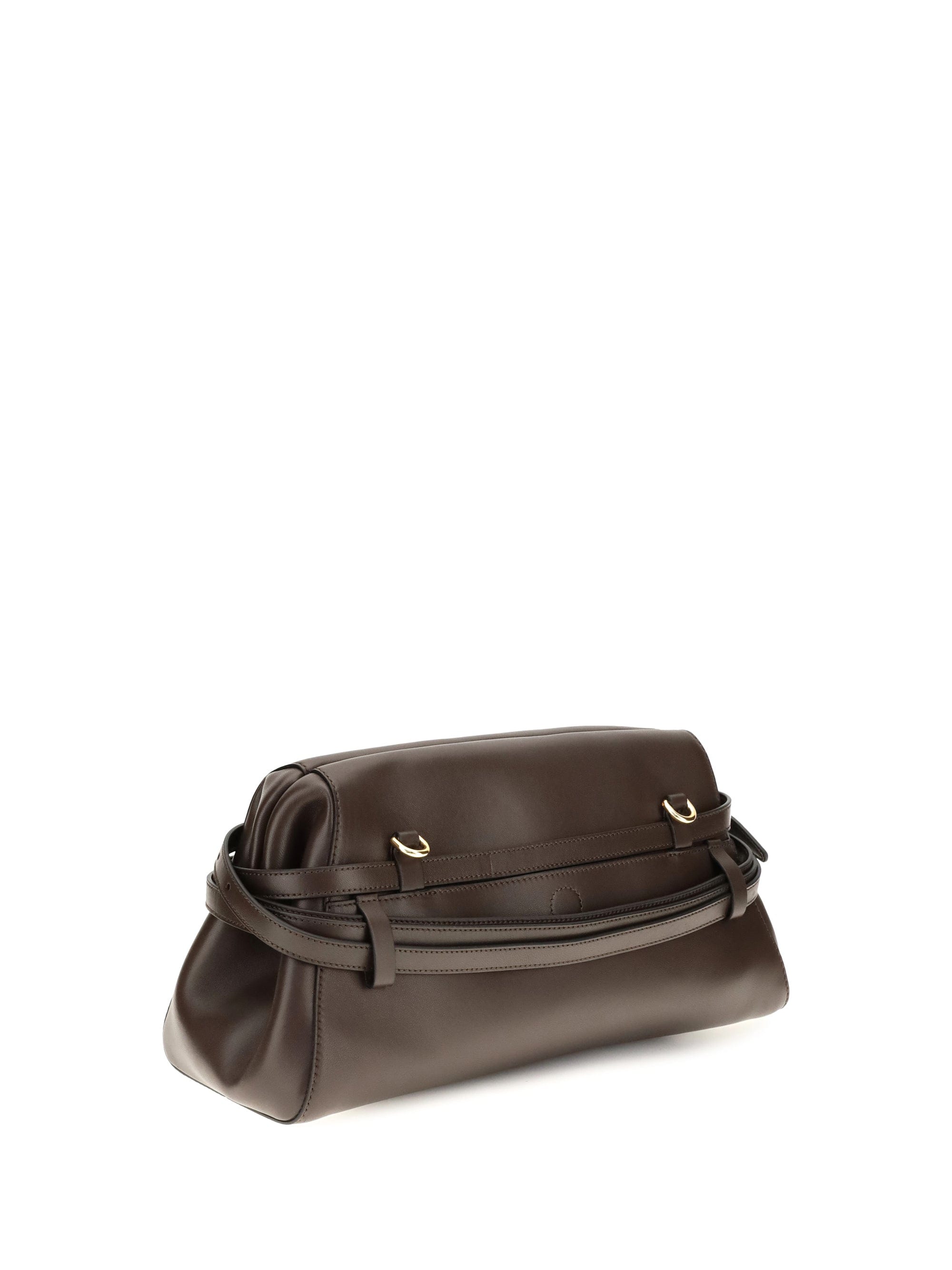 Moschino Nappa Leather Shoulder Bag — Brown