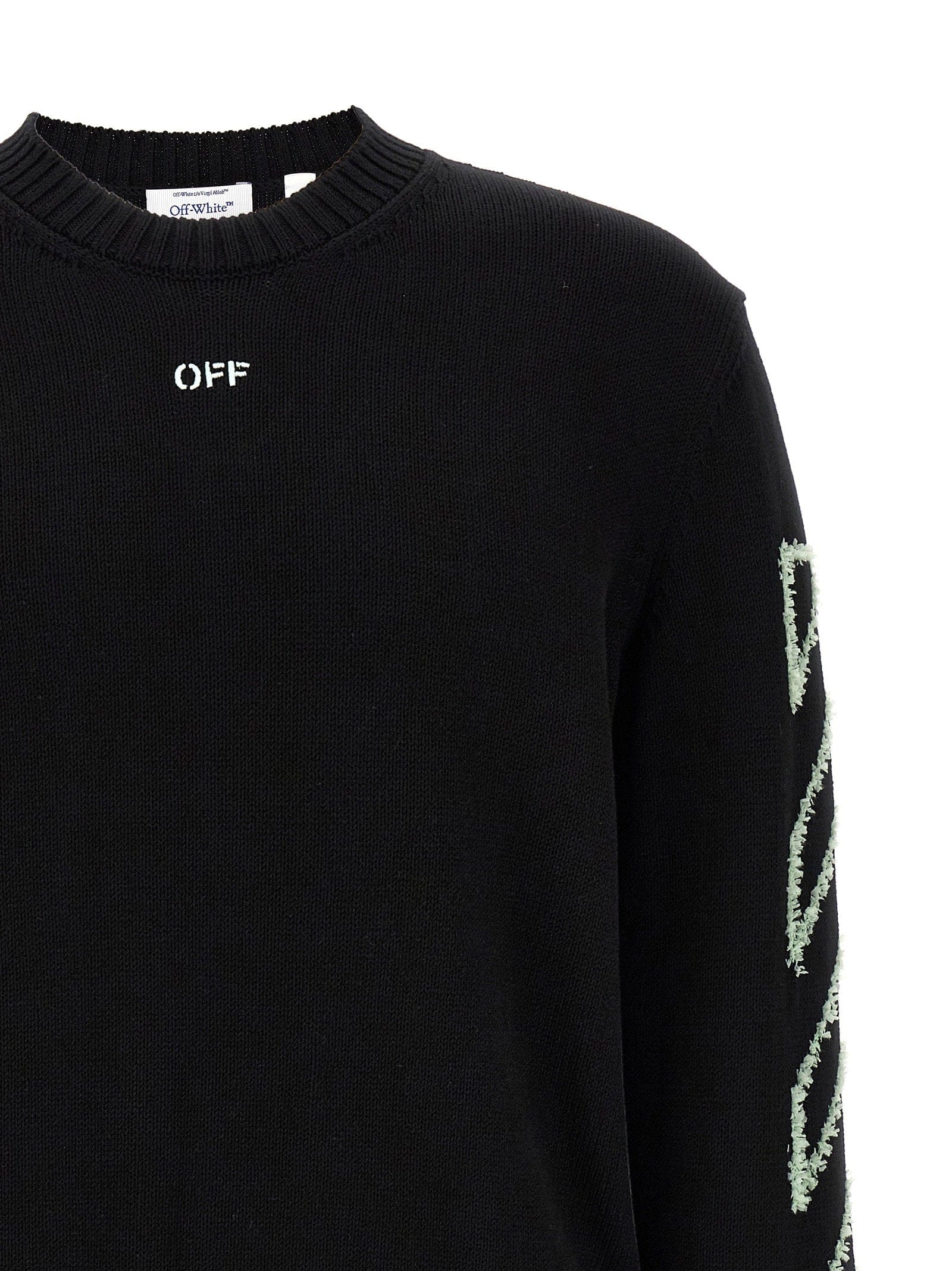 Off White Diag Outline Knit Sweater — Black