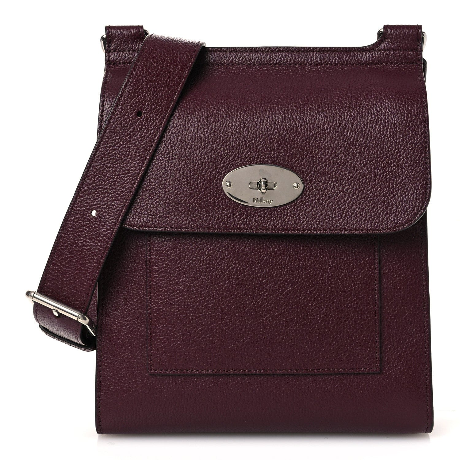 Mulberry Small Classic Grain Calfskin Antony Messenger Crossbody Black Cherry