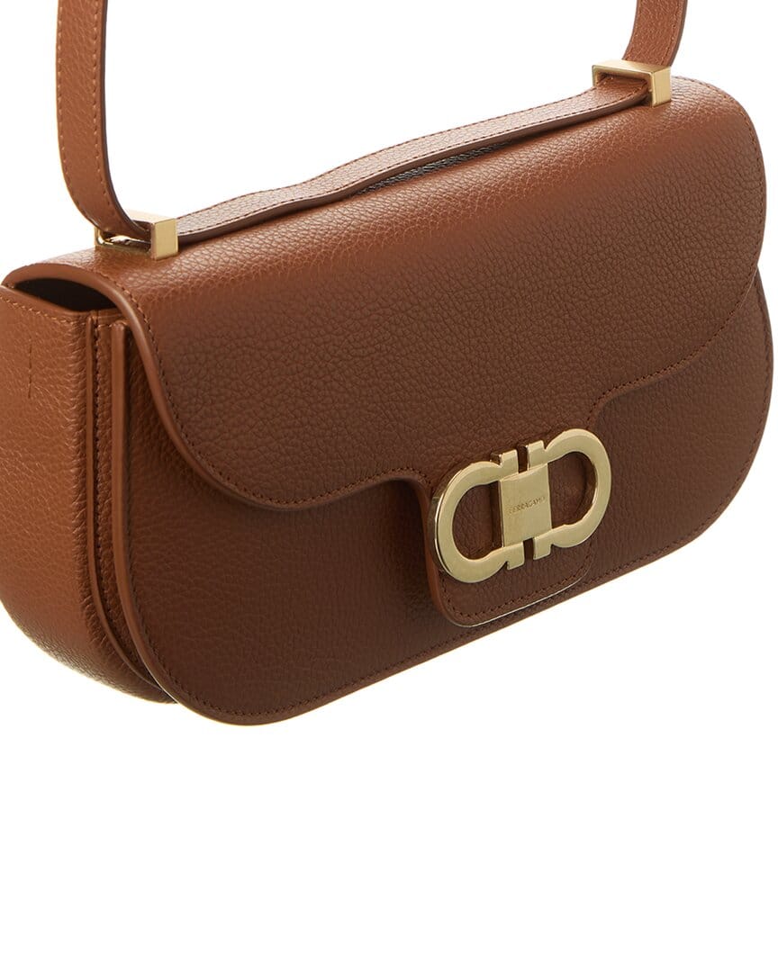 Ferragamo Gancini Double Leather Shoulder Bag
