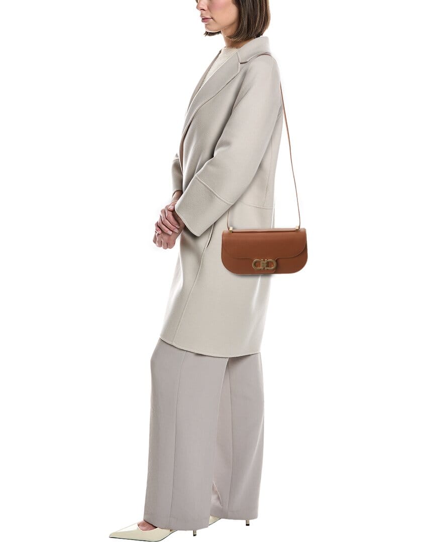 Ferragamo Gancini Double Leather Shoulder Bag