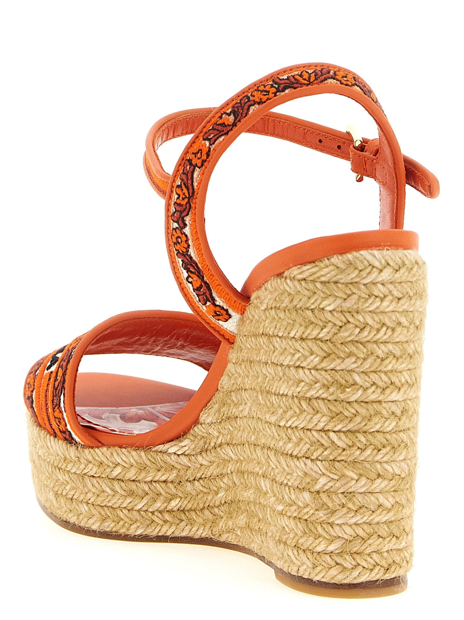 Dolce & Gabbana Maiolica Wedge Sandal — Orange