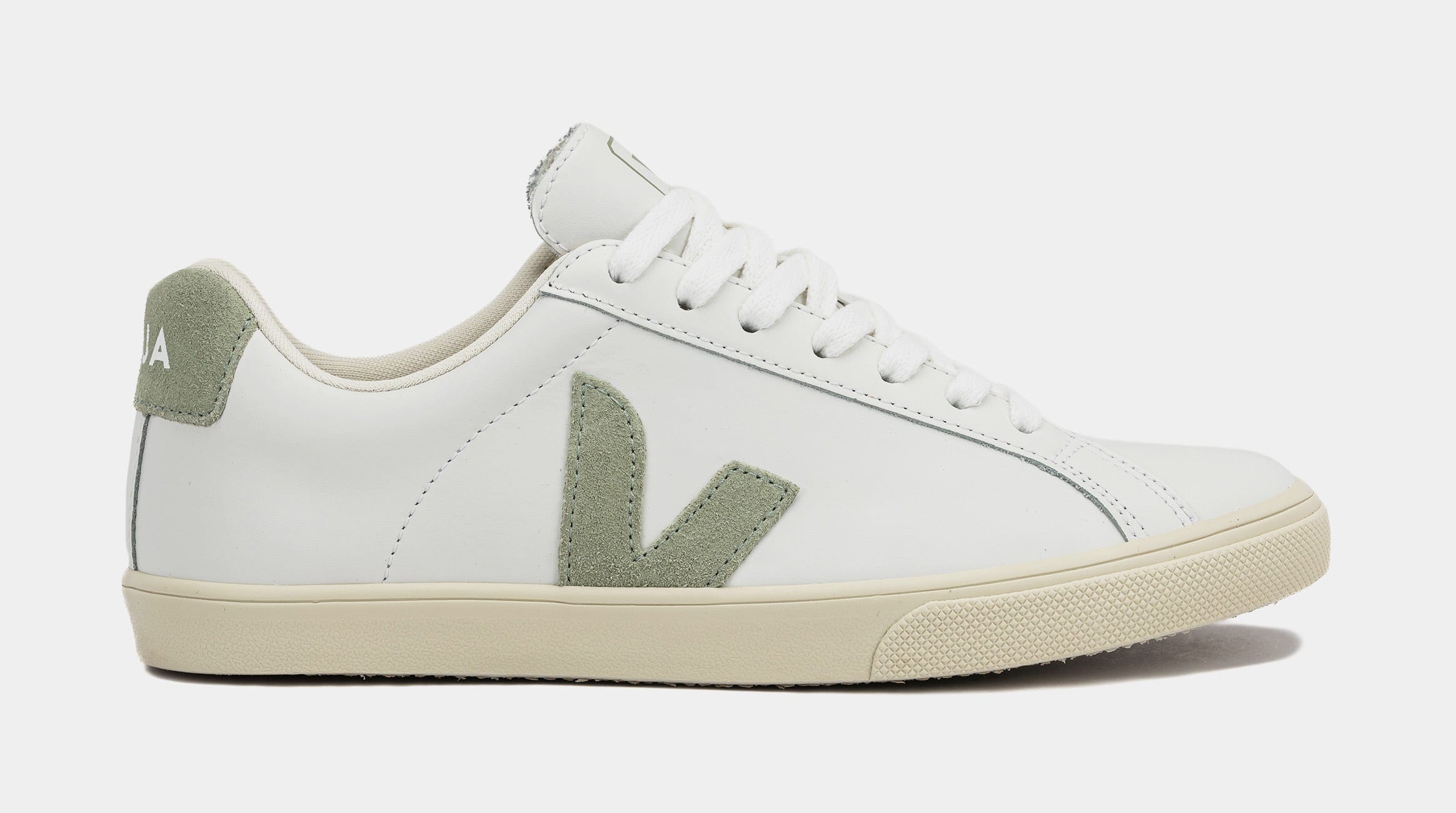 VEJA Esplar Leather Womens Lifestyle Shoes (White/Green)