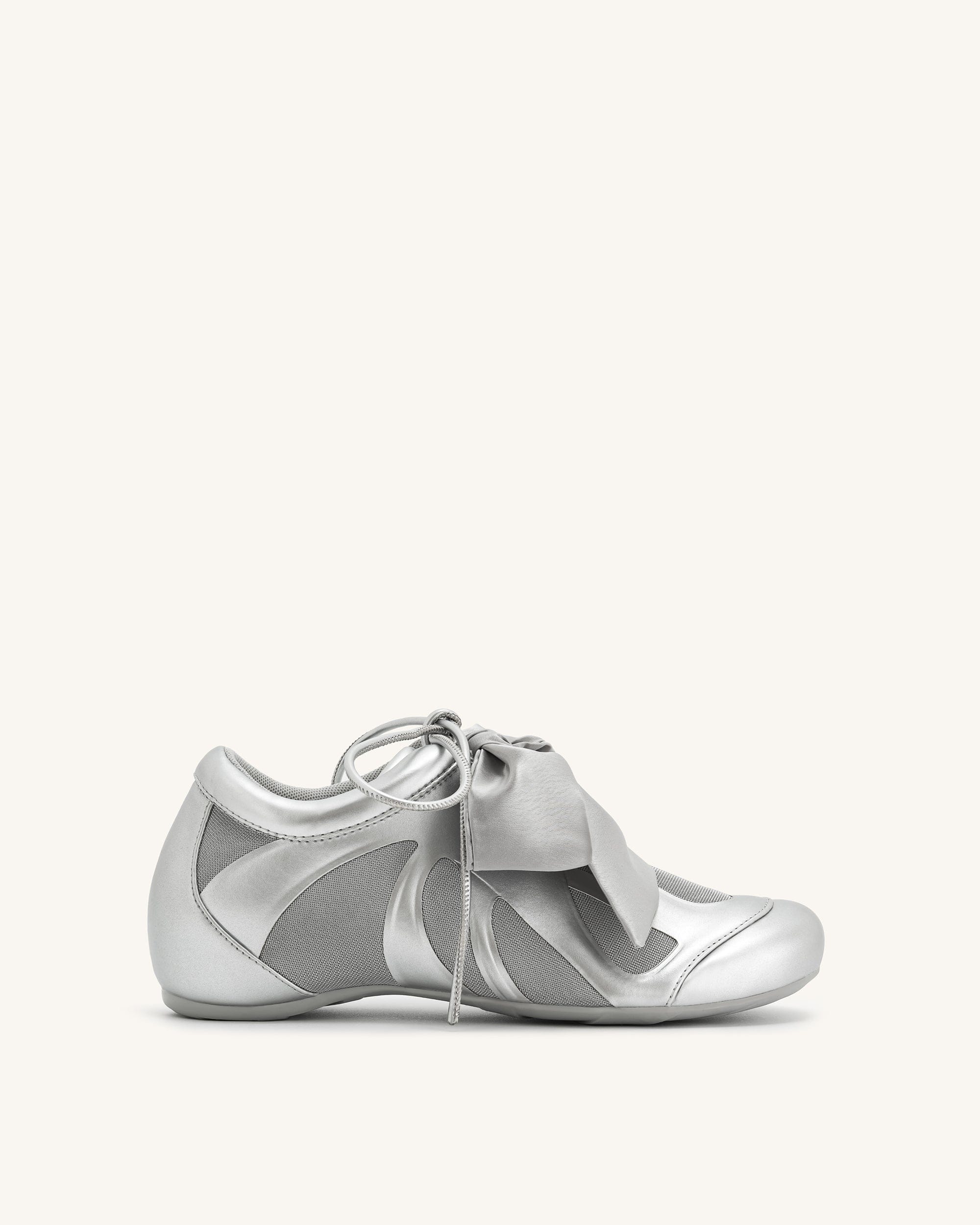 Jw Pei Rosie Metallic Bow Tie Low Top Sneakers Silver