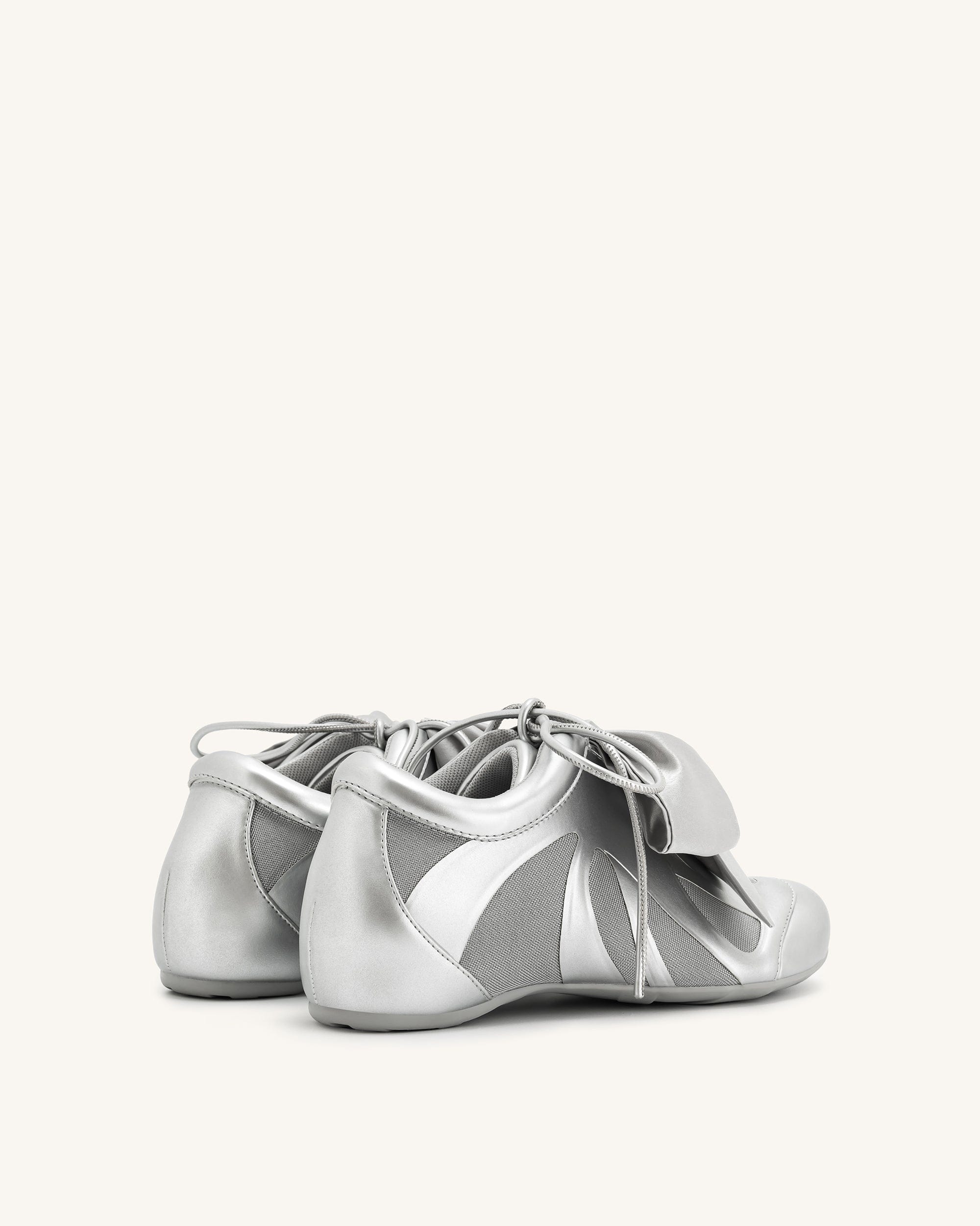 Jw Pei Rosie Metallic Bow Tie Low Top Sneakers Silver