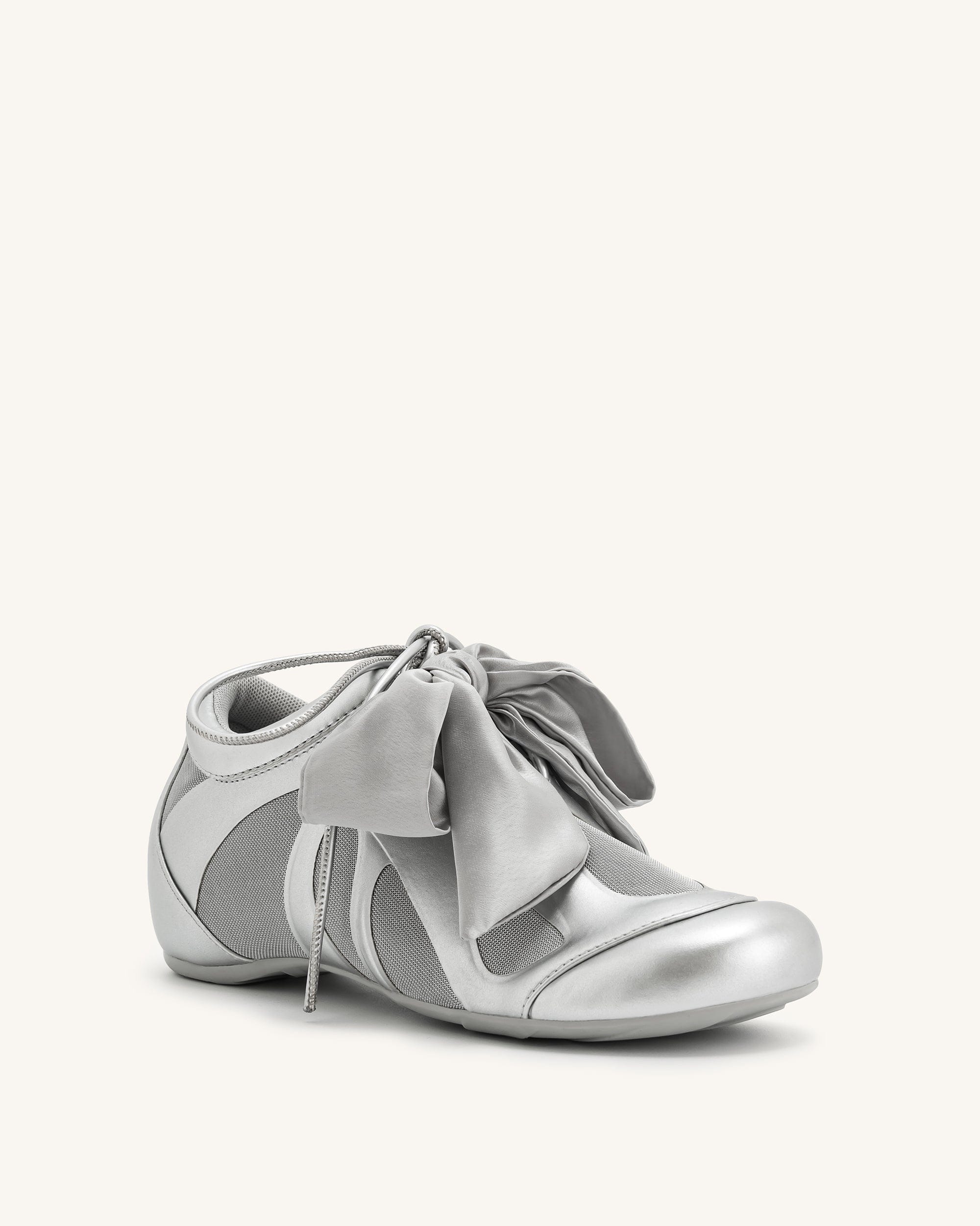 Jw Pei Rosie Metallic Bow Tie Low Top Sneakers Silver
