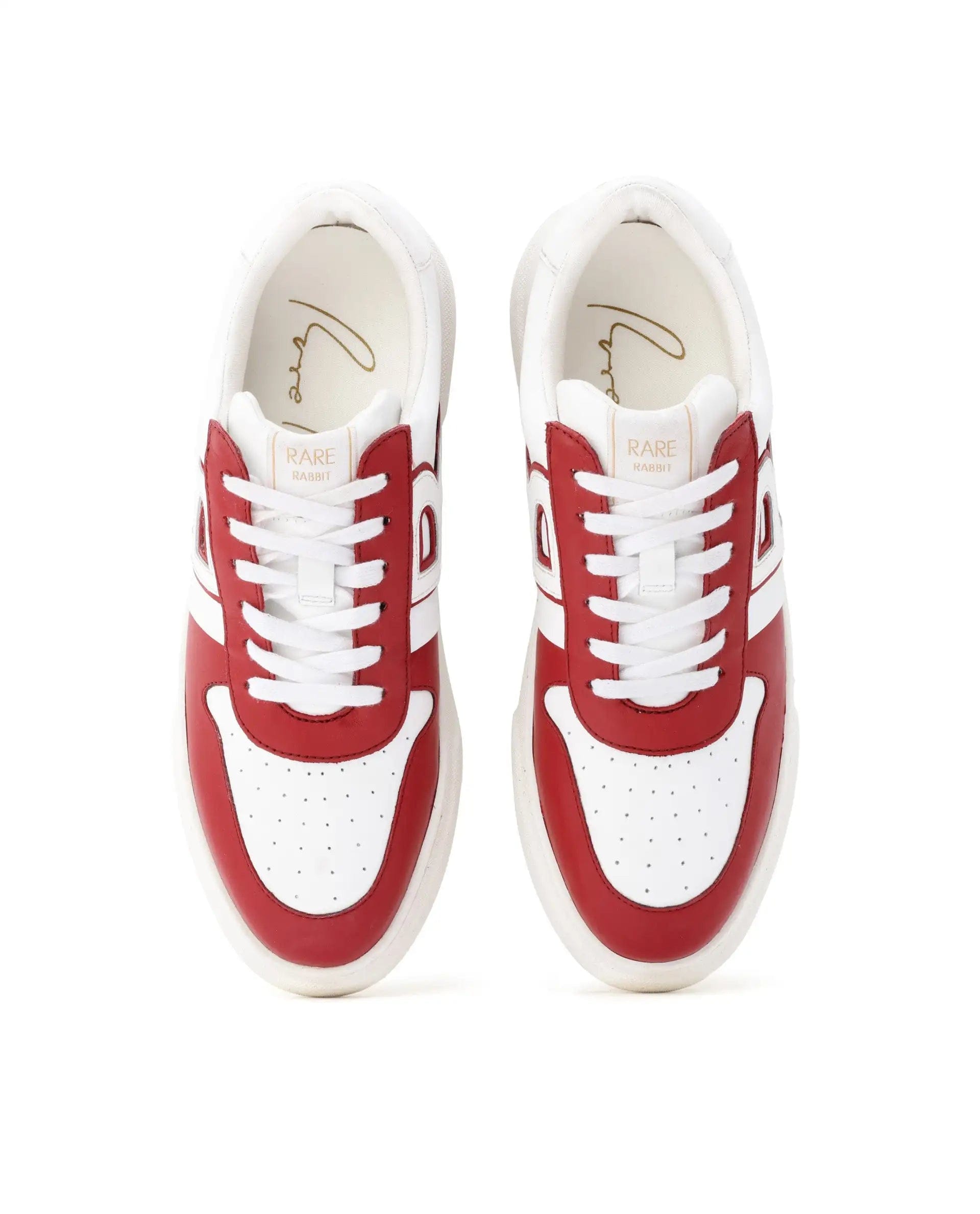 RAREZ Rare Rabbit Mens Cygnus Pro Red Genuine Leather Dual Tone Low - Top Lace - Up Sneaker Shoe