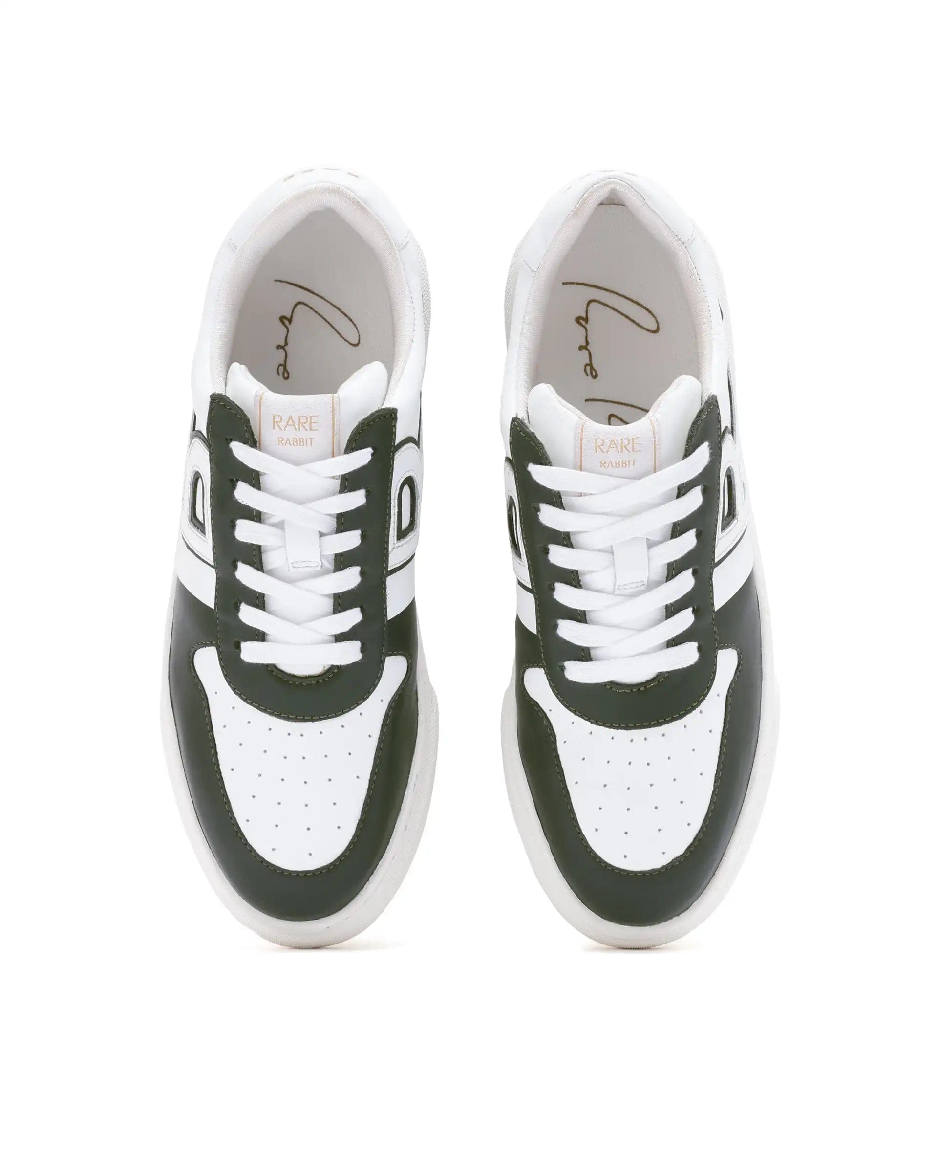 RAREZ Rare Rabbit Mens Cygnus Pro Green Genuine Leather Dual Tone Low - Top Lace - Up Sneaker Shoe