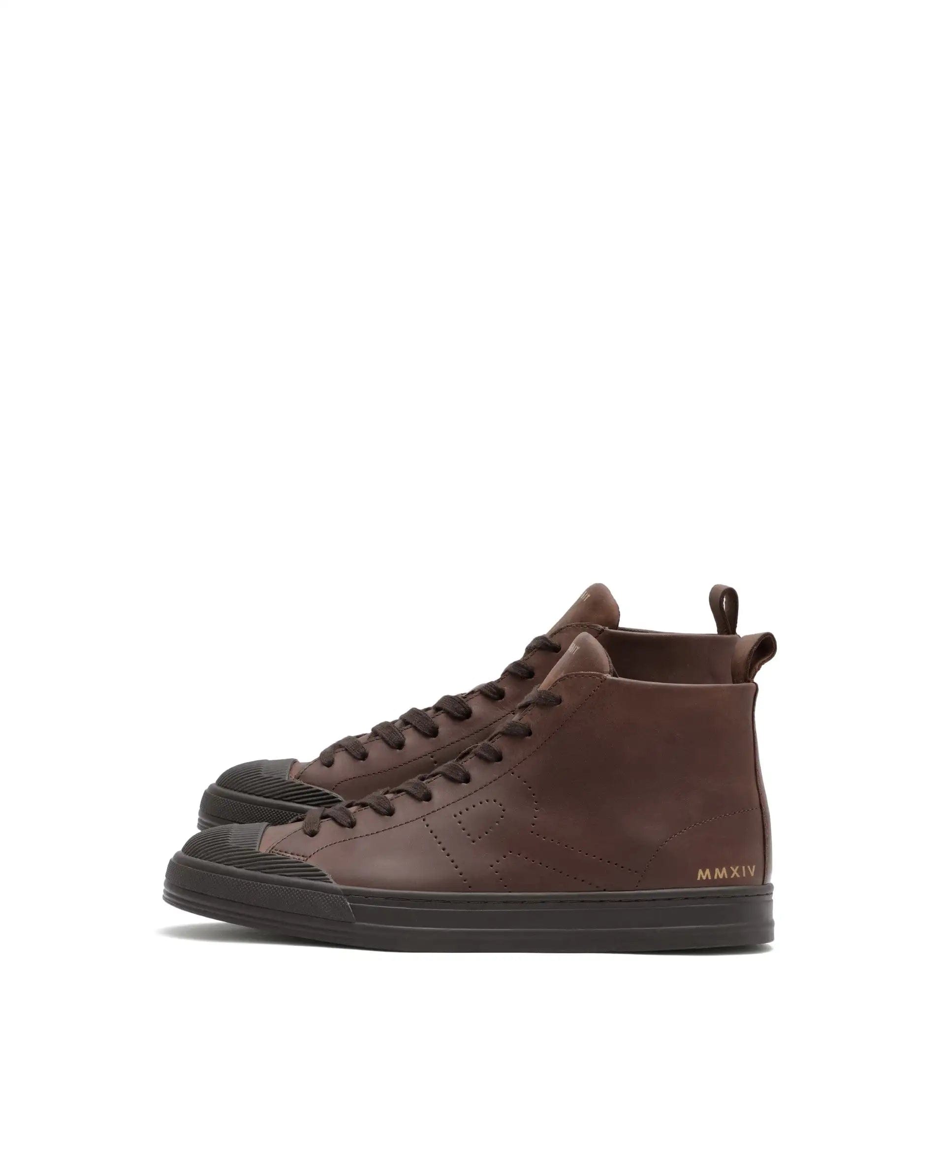 RAREZ Rare Rabbit Men's Sauroil Hi Pro Brown High Top Lace Up Premium Oil Pull - Up Leather Sneaker