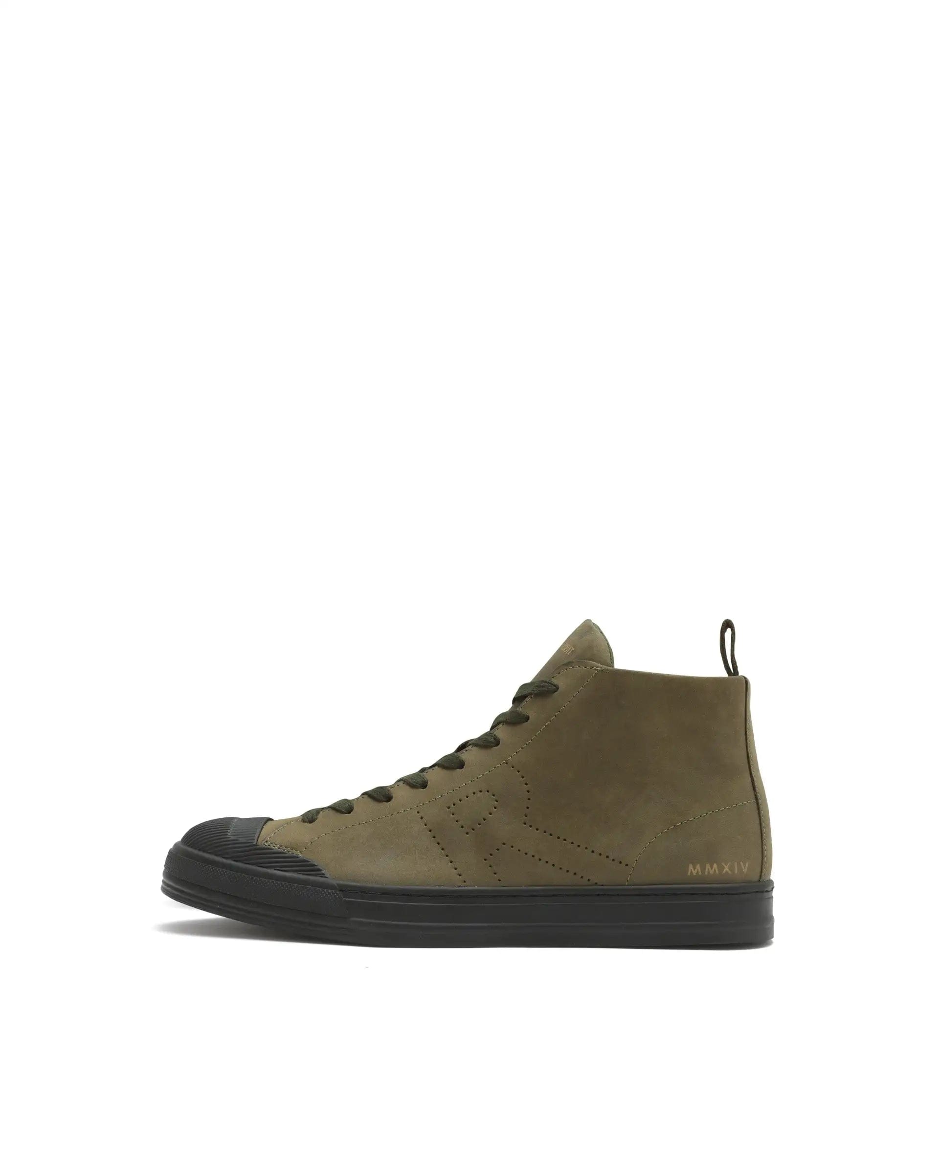 RAREZ Rare Rabbit Men's Sauroil Hi Pro Military Green High - Top Lace Up Premium Oil Pull - Up Leather Sneaker
