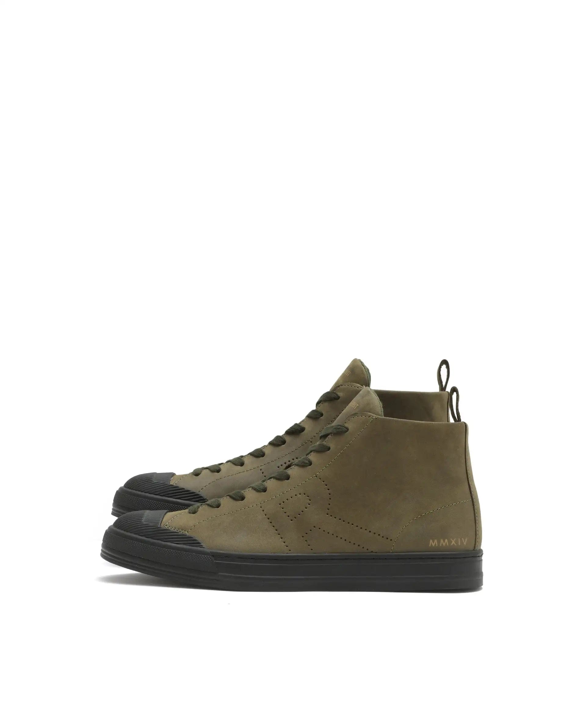 RAREZ Rare Rabbit Men's Sauroil Hi Pro Military Green High - Top Lace Up Premium Oil Pull - Up Leather Sneaker