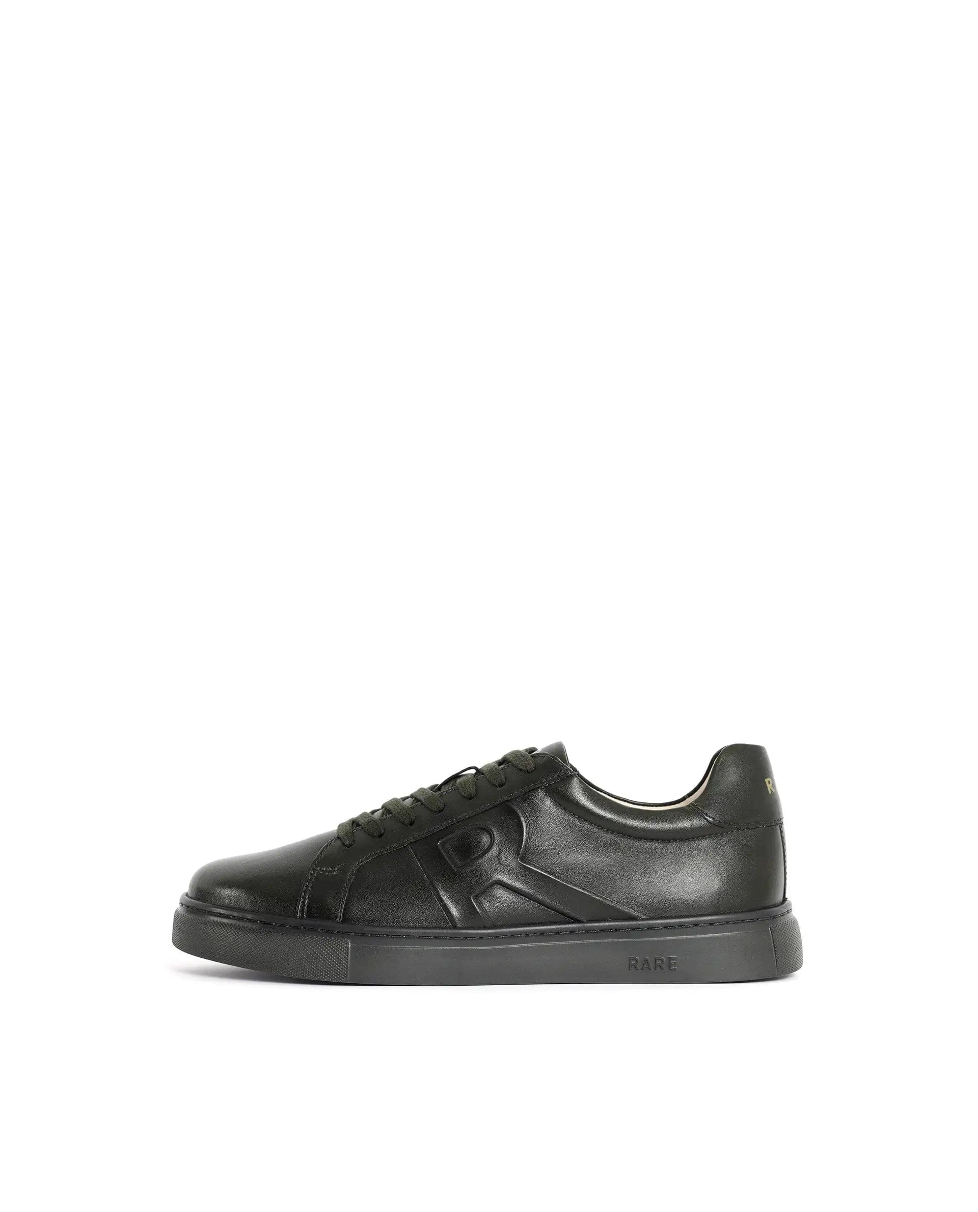 RAREZ Rare Rabbit Men's Odessa Green Genuine Leather Round Toe Low - Top Lace - Up Monochromatic Sneaker