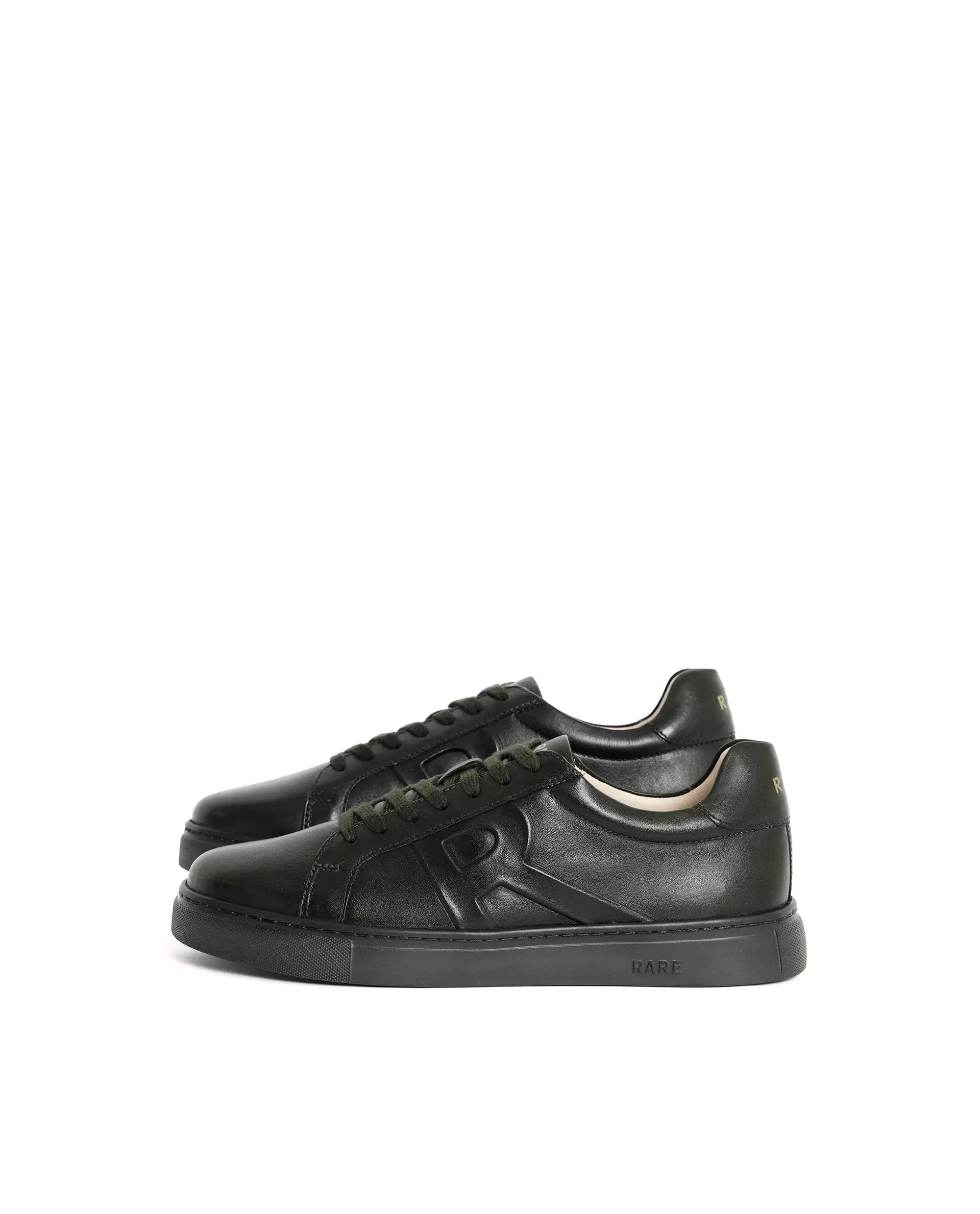 RAREZ Rare Rabbit Men's Odessa Green Genuine Leather Round Toe Low - Top Lace - Up Monochromatic Sneaker