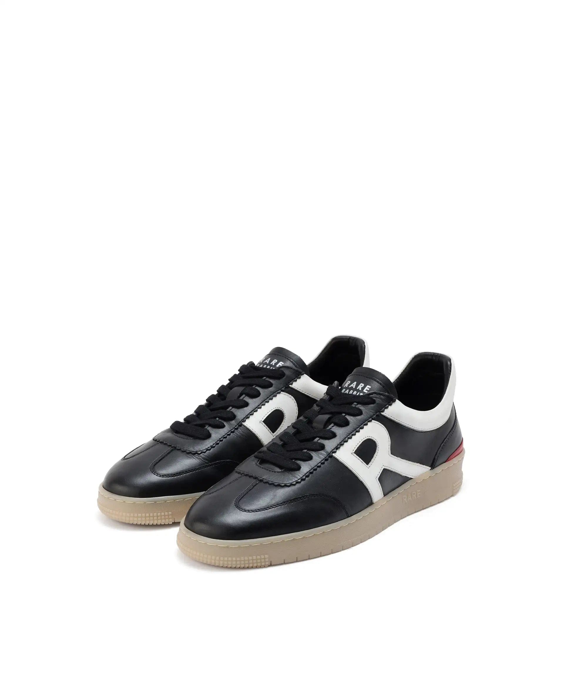RAREZ Rare Rabbit Men's Dorset Pro Black Genuine Leather Shoes Low - Top Lace - Up Dual Tone Sneaker Shoes